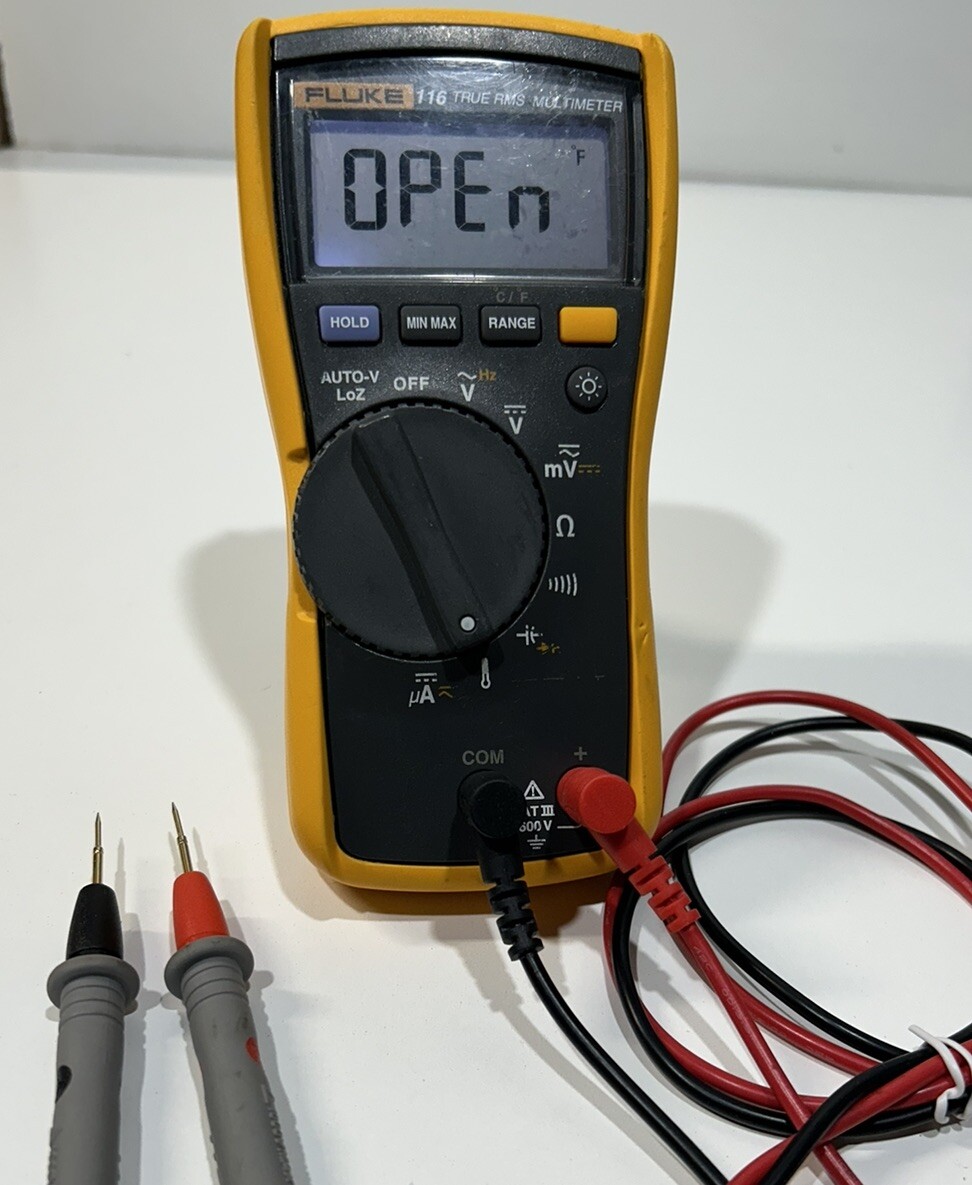 Fluke 116 HVAC AC/DC600V True RMS Digital Multimeter,Temp ,Capacitance ,Ohm,Freq