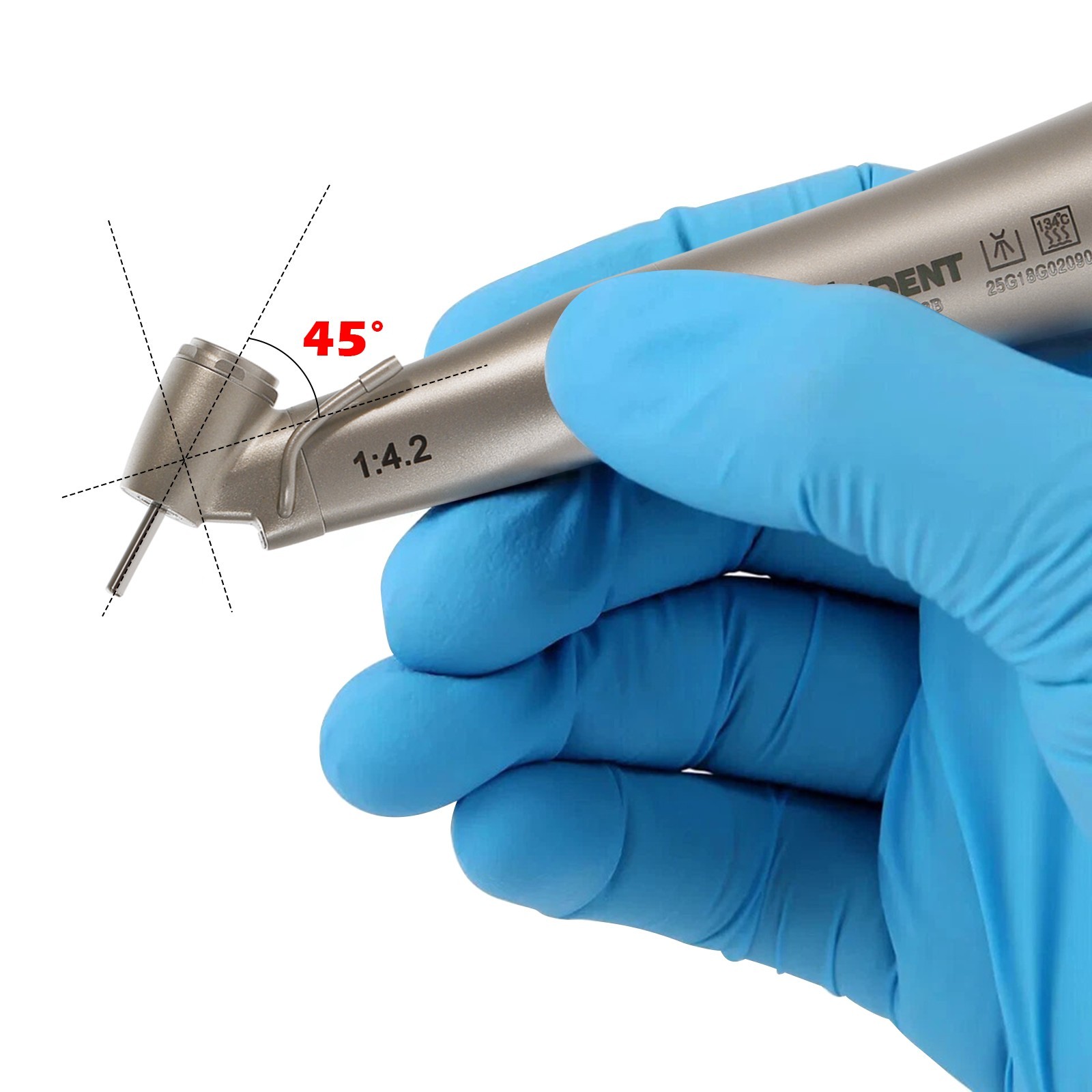 SANDENT Handpiece LED 1:4.2 Contra Angle 45° Surgical External Spray