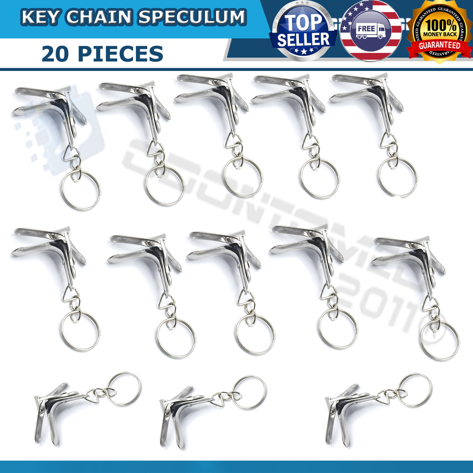 20 PIECES GYN Speculum keychain Stainless Steel, NURSE DOCTOR STUDENT GIFT ODM