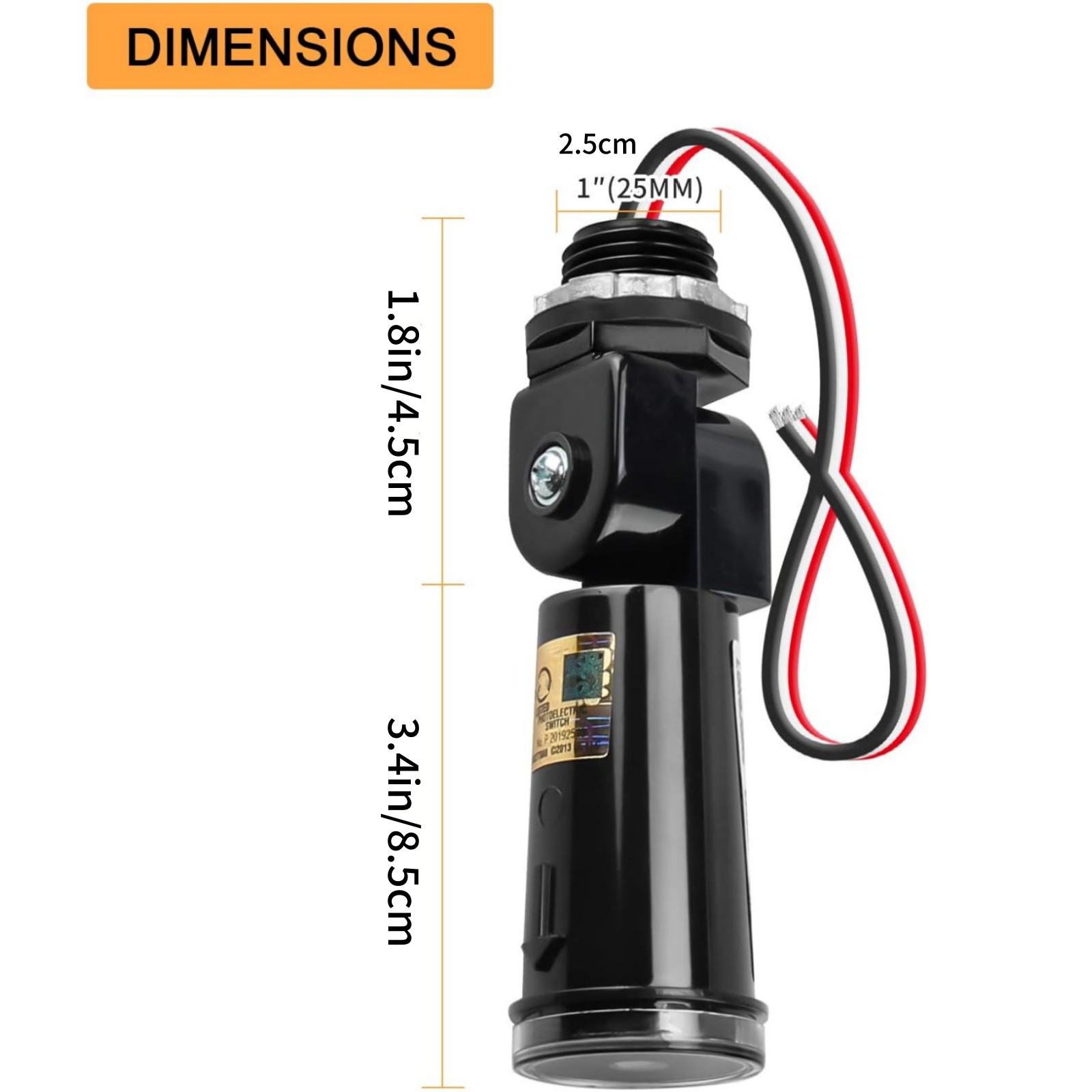 Outdoor Lighting Photocell Sensor Dusk to Dawn Switch 120V 1000W 180° Swivel