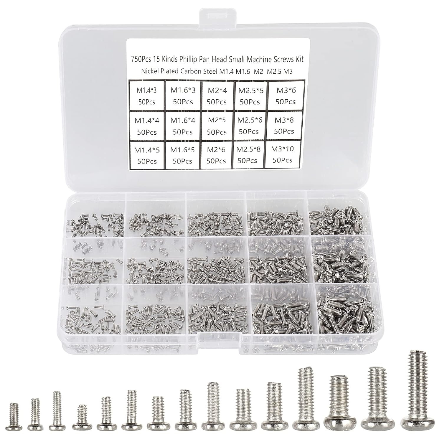 750 PCS Small Metric Screws Assortment Kit Phillips Pan Head Watches Cell Phone