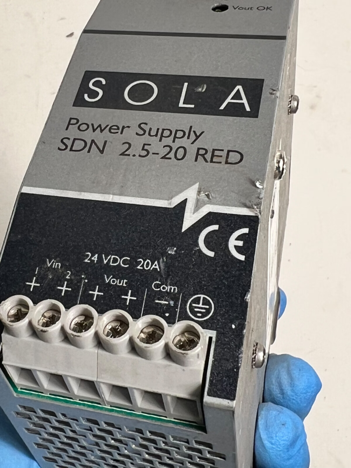 💥SOLA 24 VDC Power Supply 20 AMP DIN RAIL MOUNT SDN 2.5-20 RED *Fair Cond.* HVD