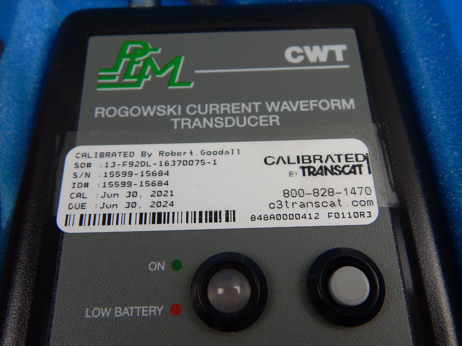 PEM CWT 60B Rogowski Current Waveform Transducer 0.5mV/A 10kV Peak 12.0kA H