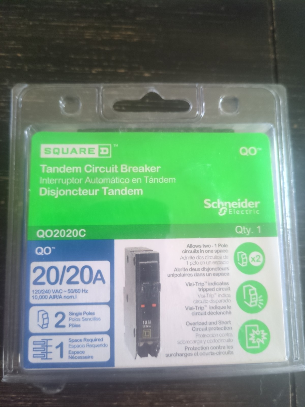 Square D Schneider QO 20 Amp Tandem Circuit Breaker QO2020C #24063/NEW