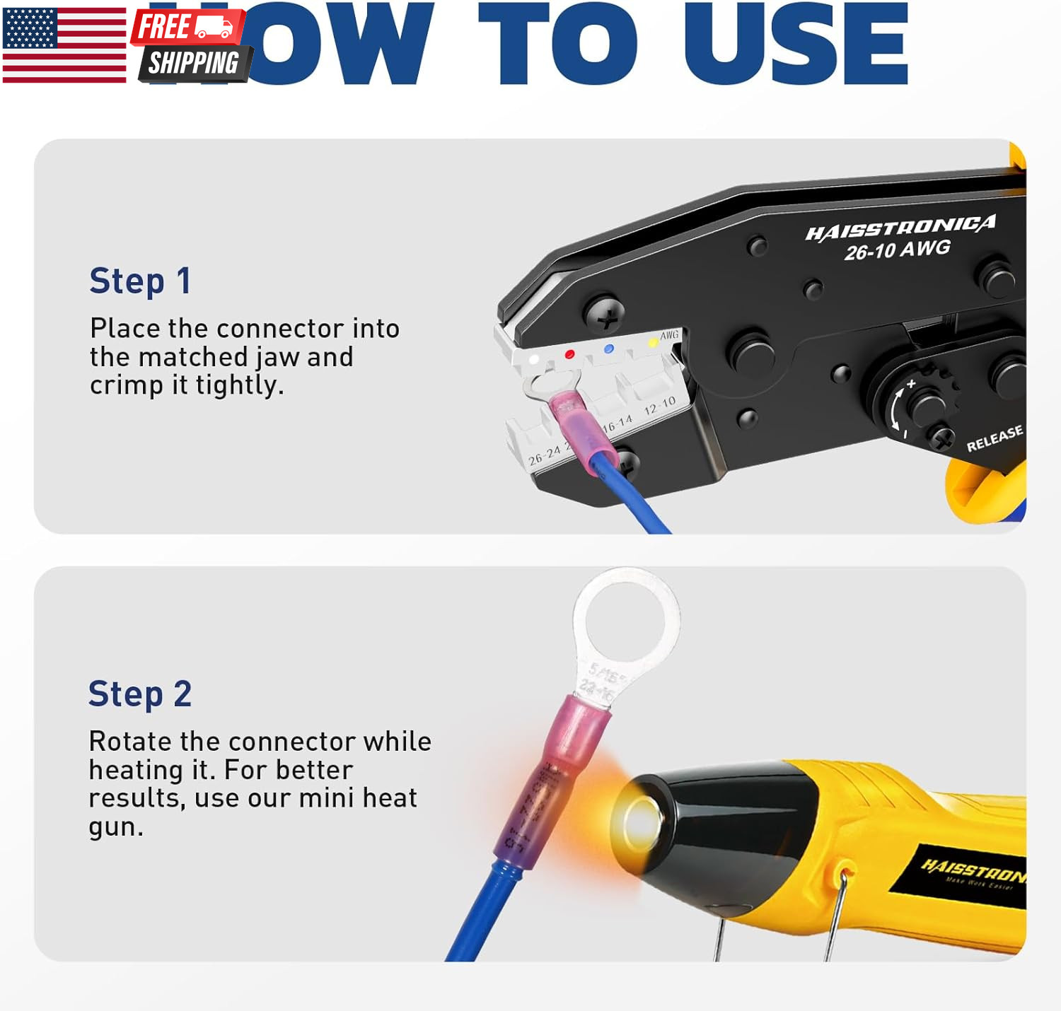 8PCS Ratchet Crimping Tool Set Professional Wire Crimper for Heat Shrink Connect