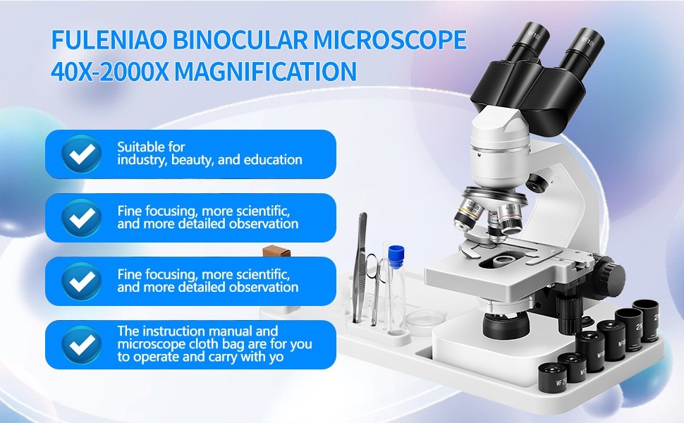 Factory price: 2000x LED school student binocular biological microscope with wir
