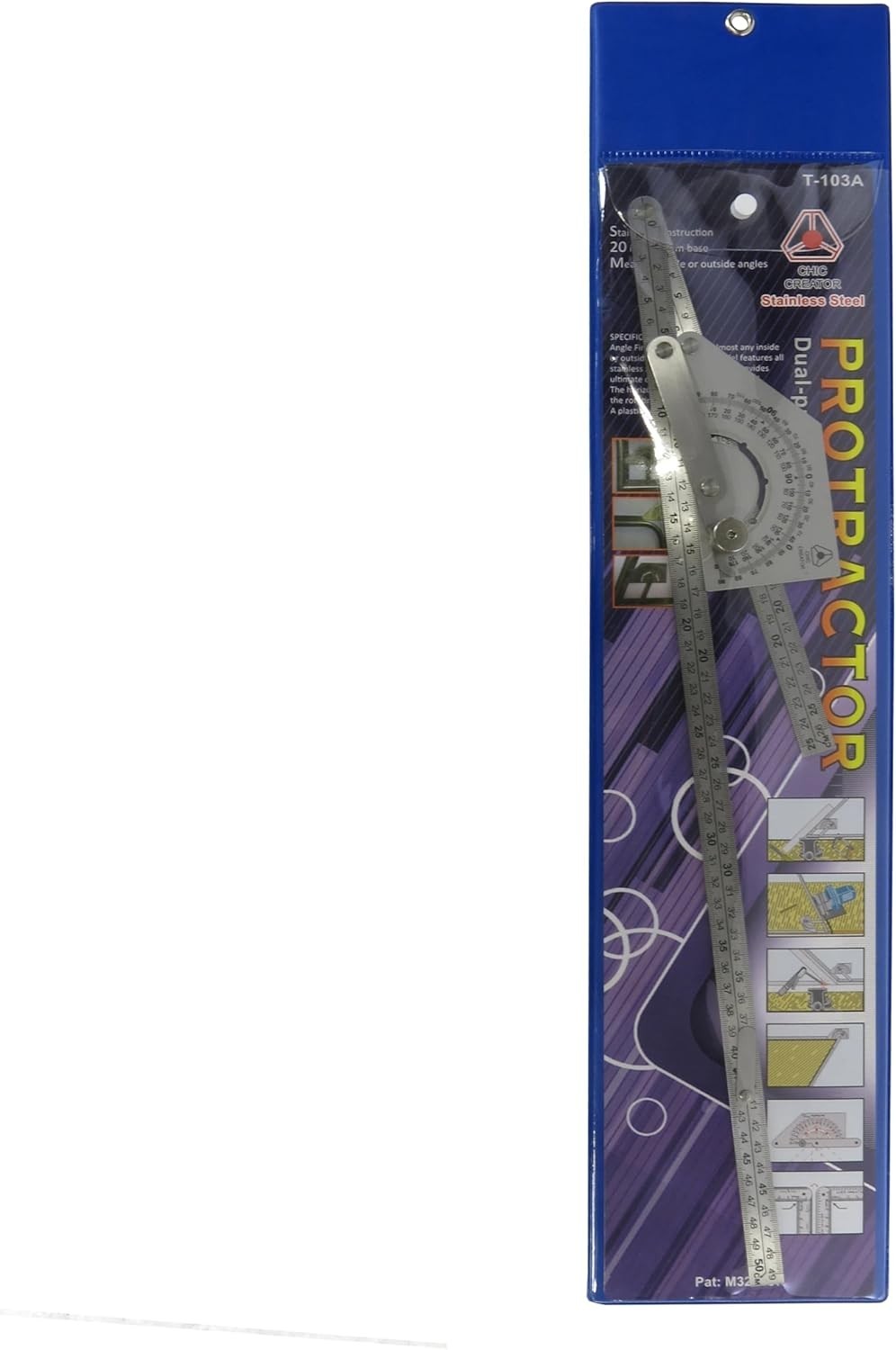 Angle Finder IV, Stainless Steel Protractor 0-180 degrees, Measures inside or ou