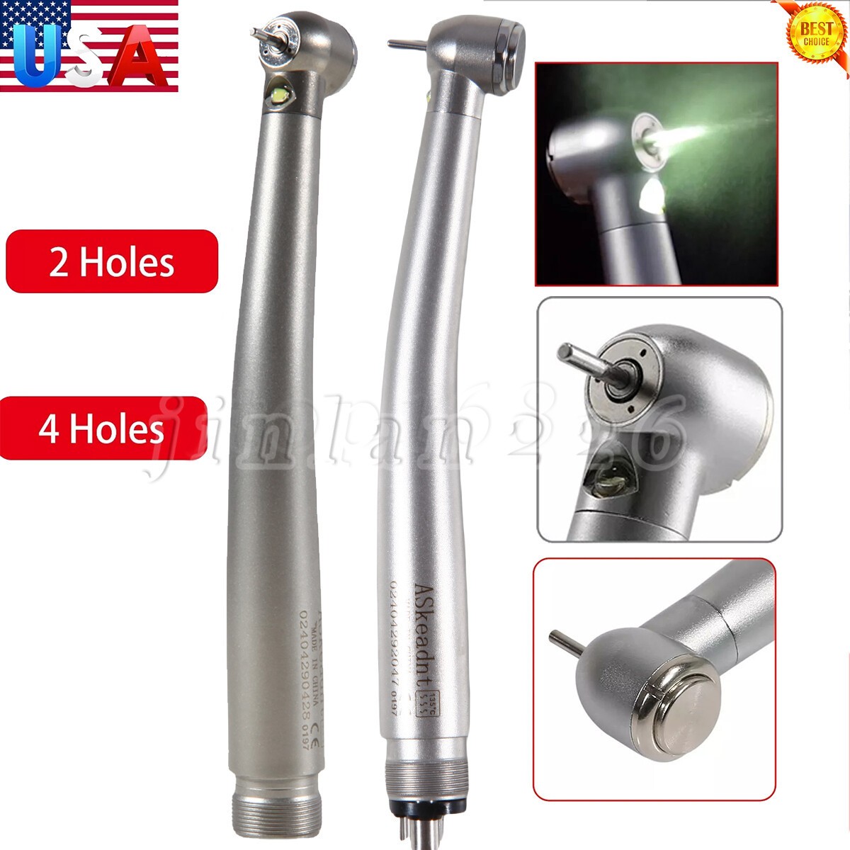 PANA MAX Pieza Mano Dental de Alta Velocidad Turbina Aire Pulsador 2/4H w/ LED