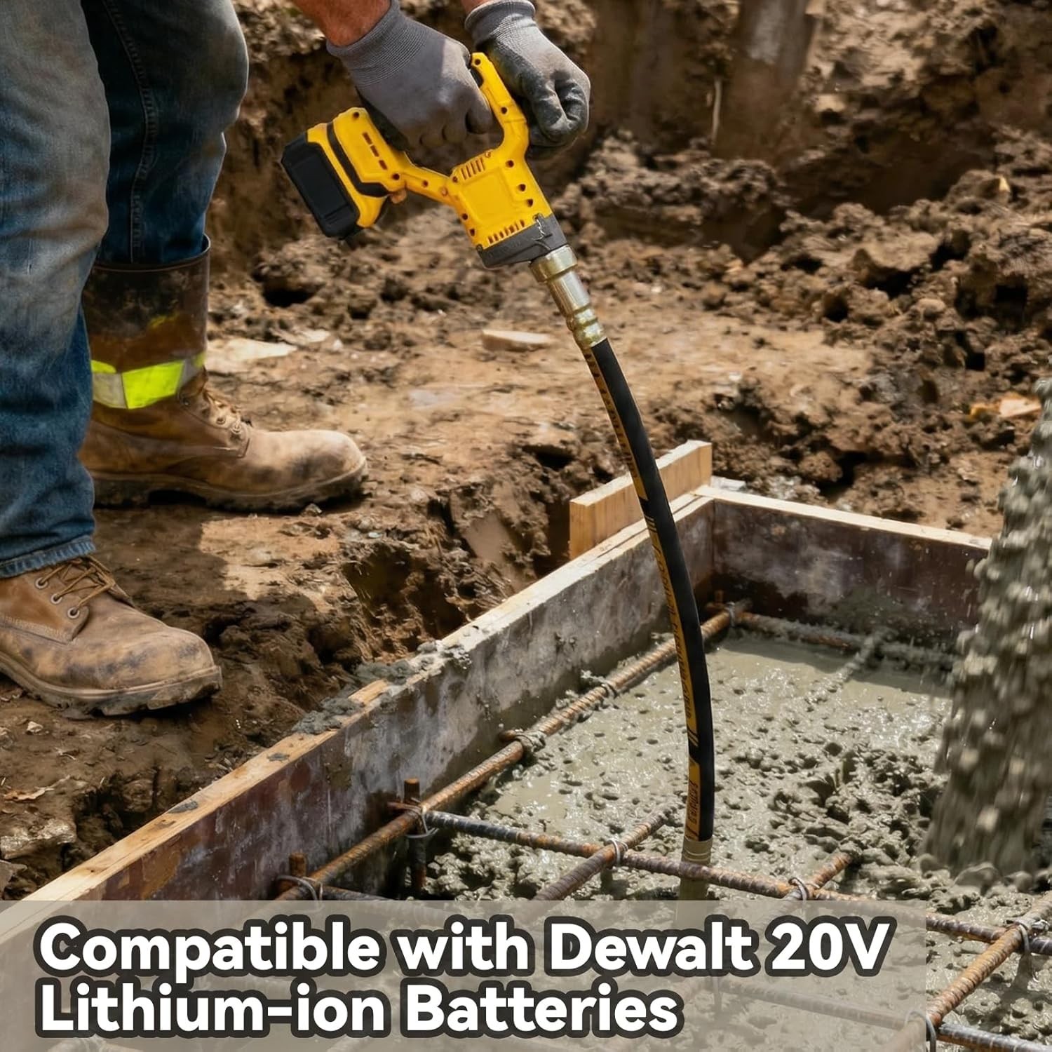 New Cordless Concrete Vibrator for DeWalt 20V 800W 3.6ft Shaft Tool Only