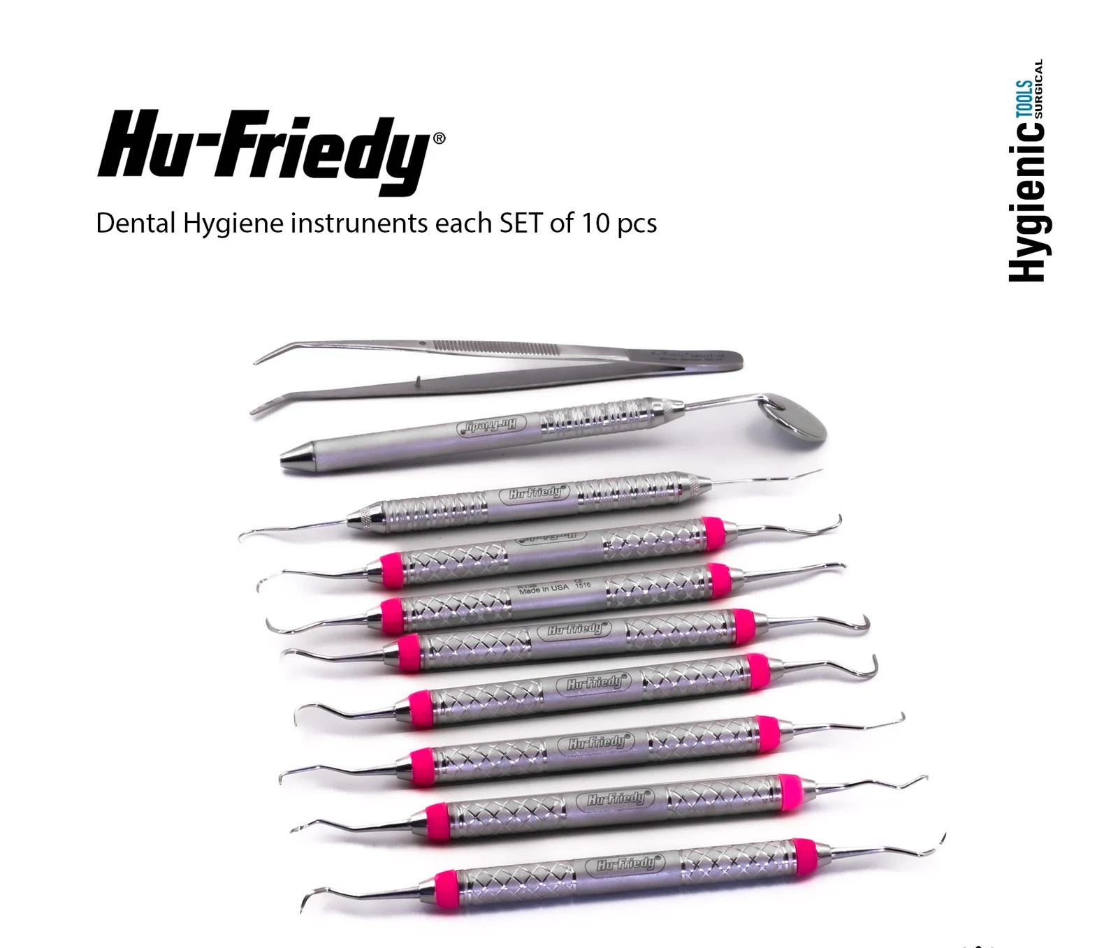Hu Friedy Dental Hygiene Instruments Set of 10 PCS With Sterlization Cassette