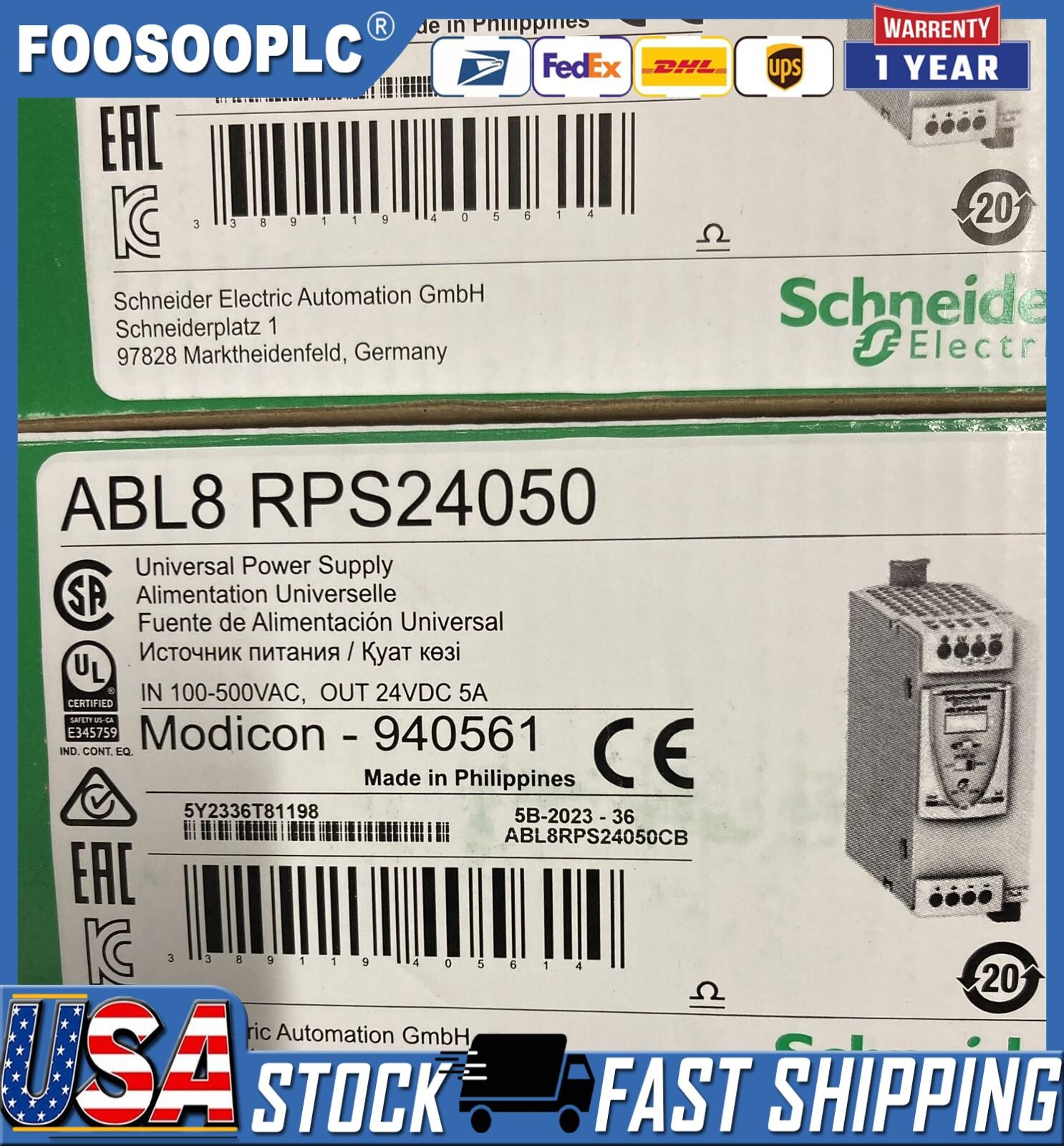 New In Box Schneider ABL8RPS24050 24V 5A Power Supply