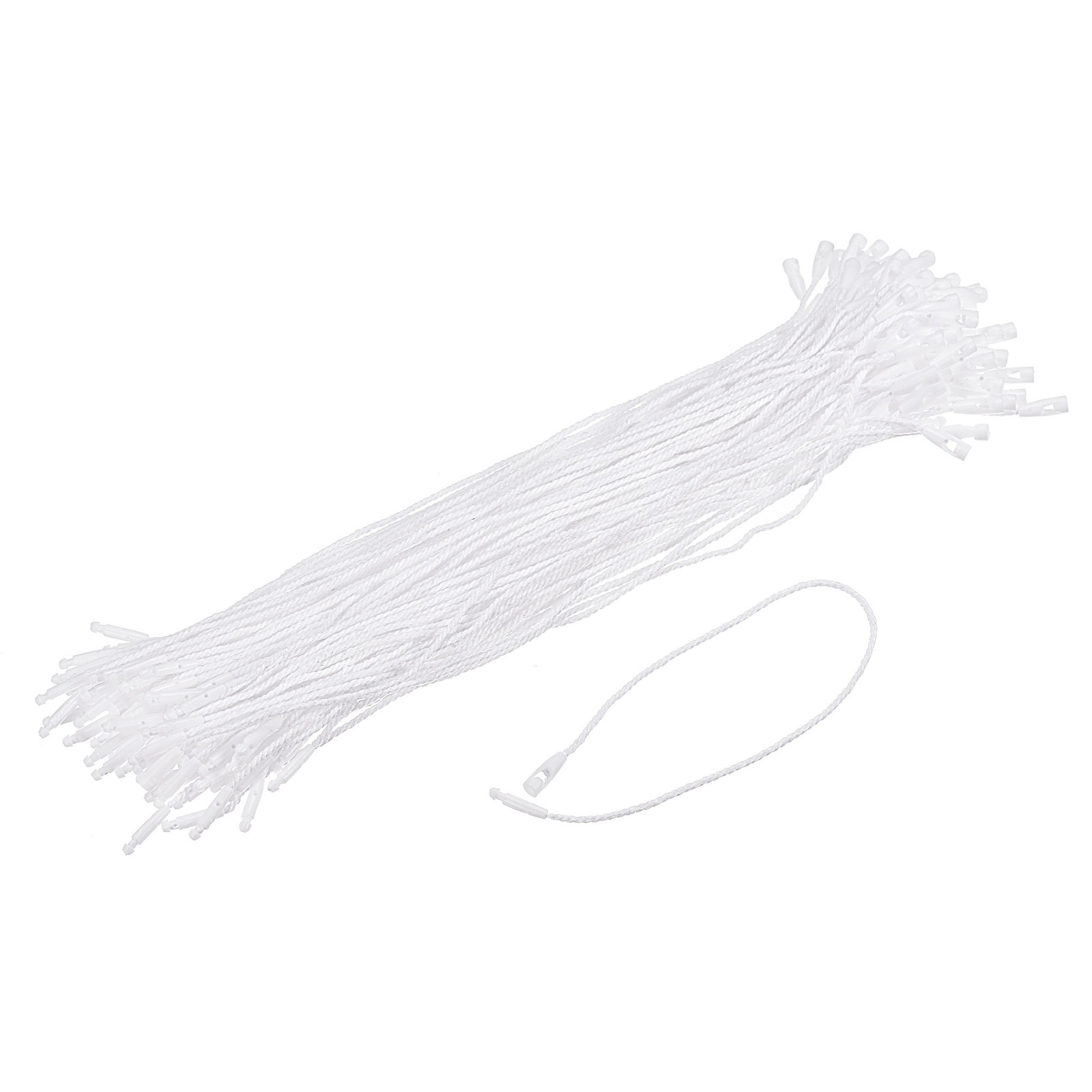 100 x Cotton Hang Tag String Snap Lock Price Tag Fastener Ties White 7.8″
