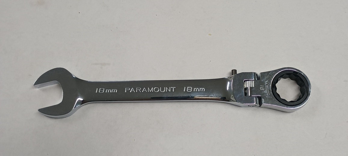Paramount 18 mm LOCKING FLEX HEAD Ratcheting Combination Wrench Chrome