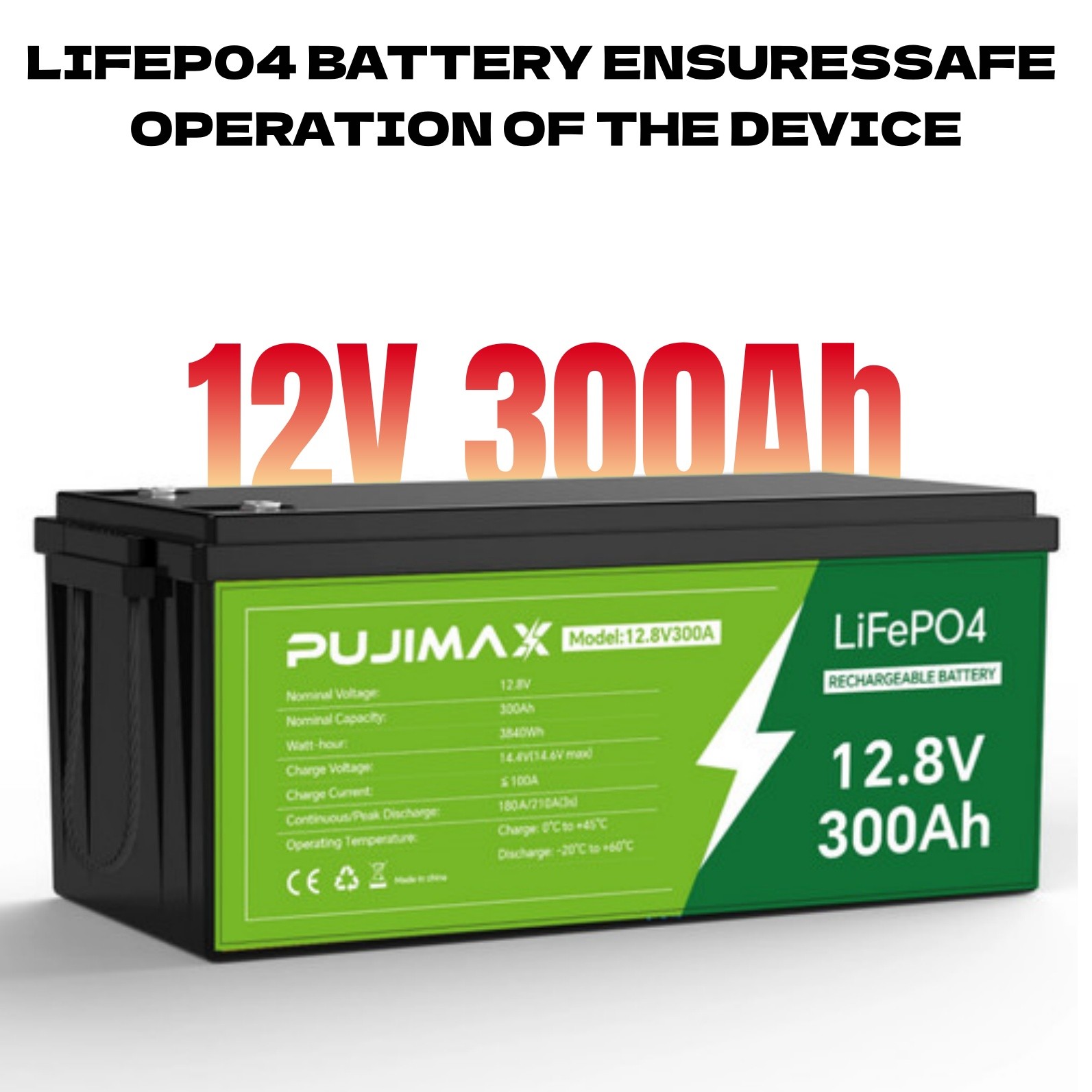 300Ah 12V LiFePO4 Lithium Battery 200A BMS For Solar Off-grid Trolling Motor RV