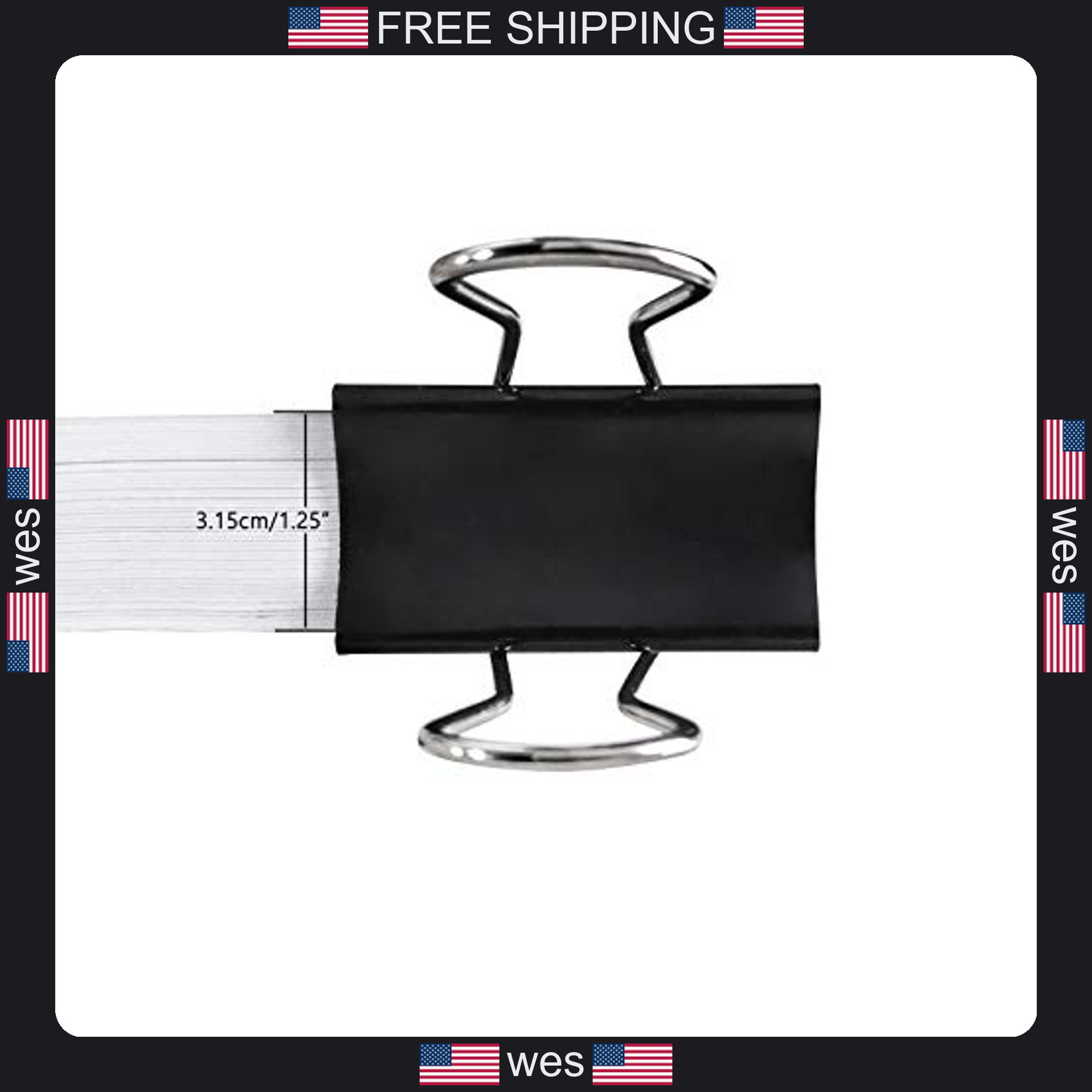 Dstelin 2.4-inch Extra Large Binder Clips 12 Pack Office Paper Clamps Black