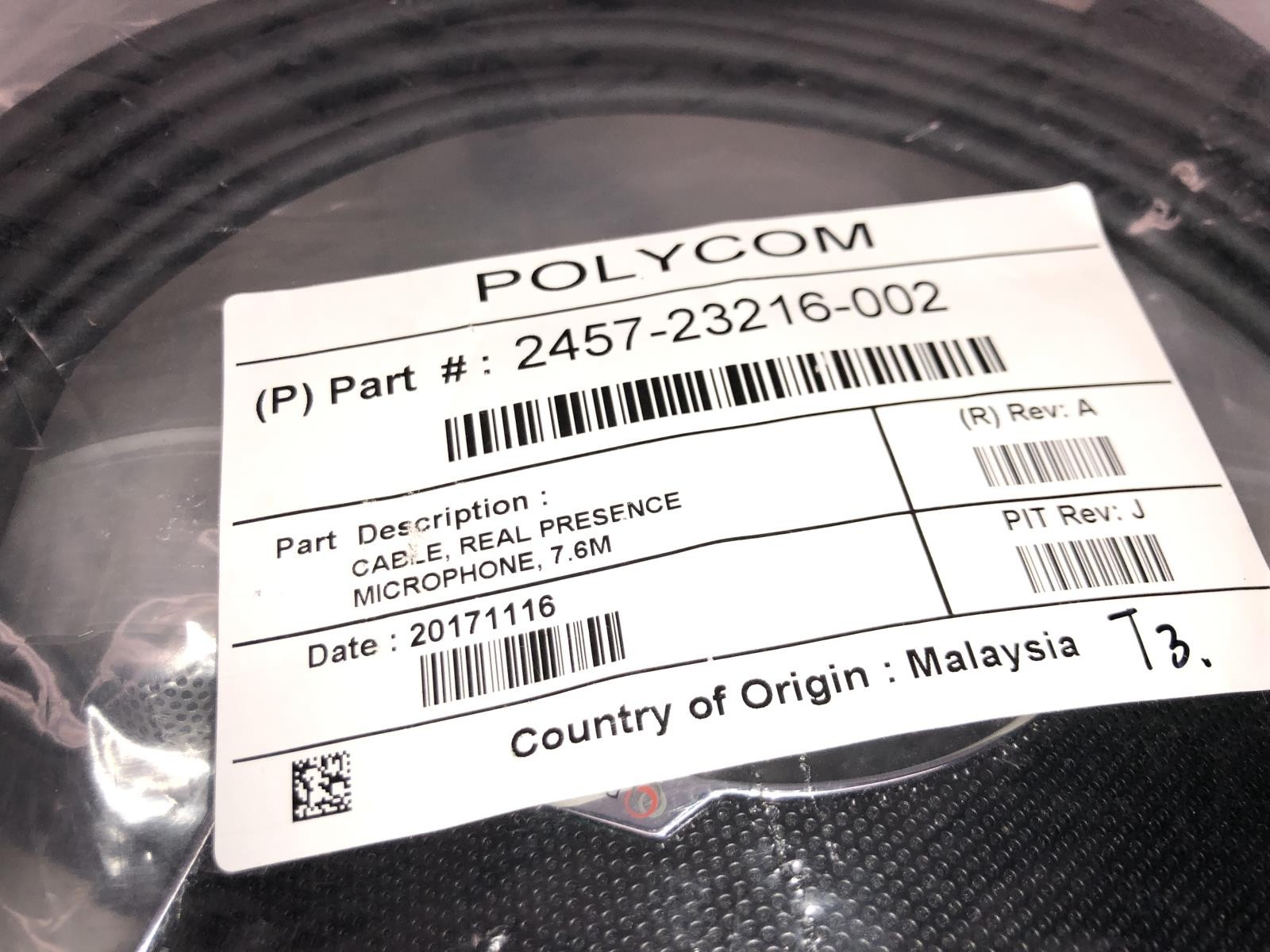 (Lot of 4) Polycom HDX Microphone Array and Cable 25 ft / 2201-61063-001