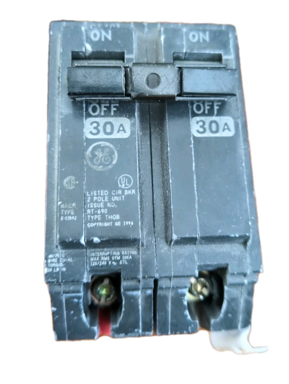 Two GE 30 Amp, 240 Volt, 2 Pole, Bolt-On Circuit Breakers gm