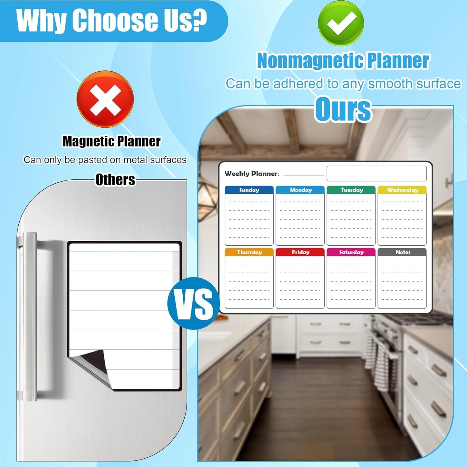4 Pack Non-Magnetic Dry Erase Calendar Board Set, Monthly, Weekly, Daily, Lis…