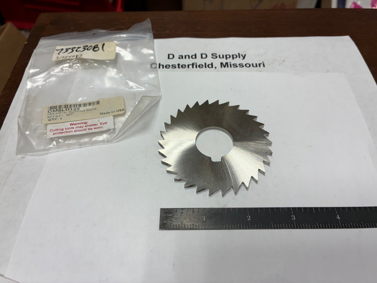 MSC Value Collection, Slitting Saw Blade, 3″ x 1/8″ x 1″, 30 Teeth, HSS, USA