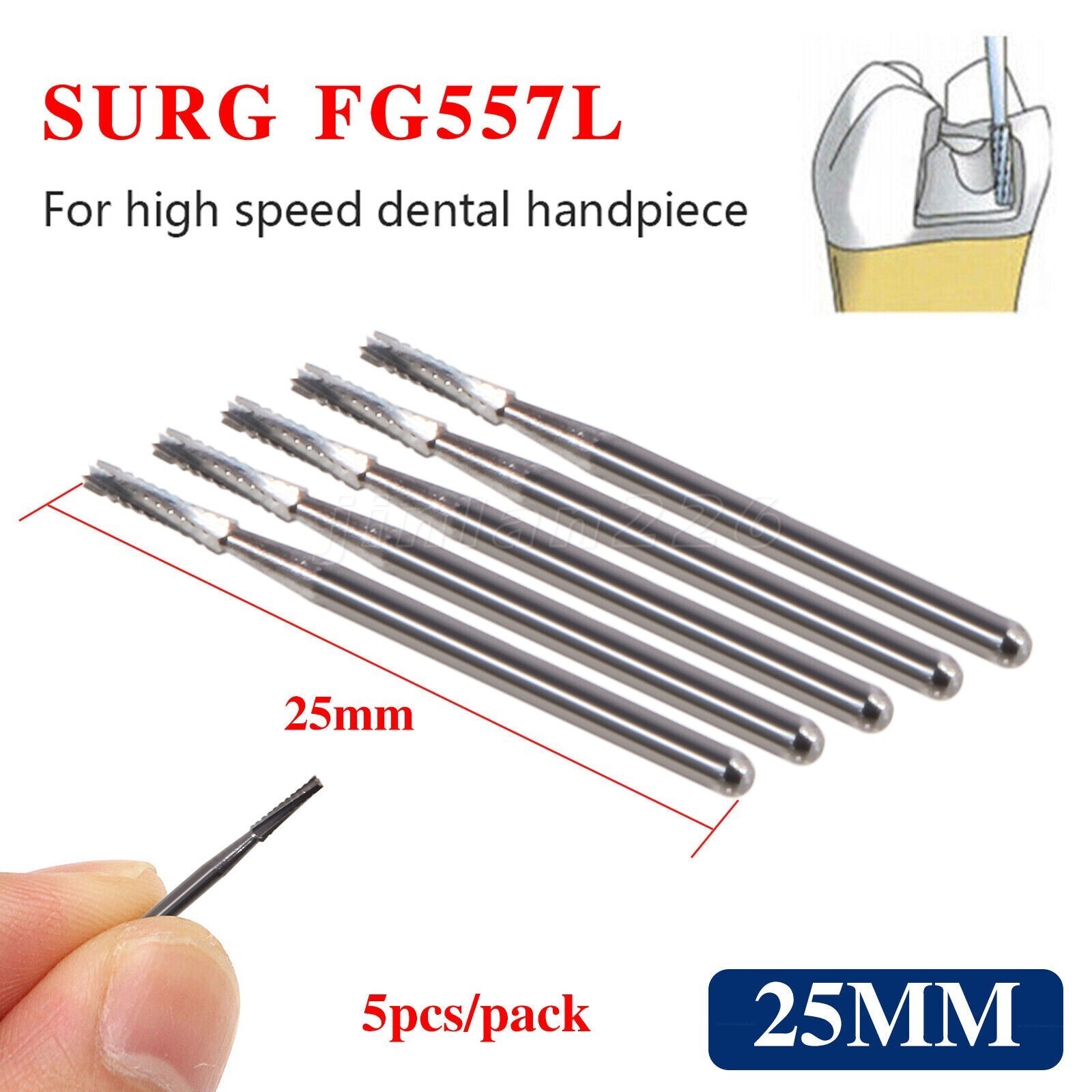 10 FG 557 Surgical Carbide Dental Burs High Speed Handpiece Friction Grip