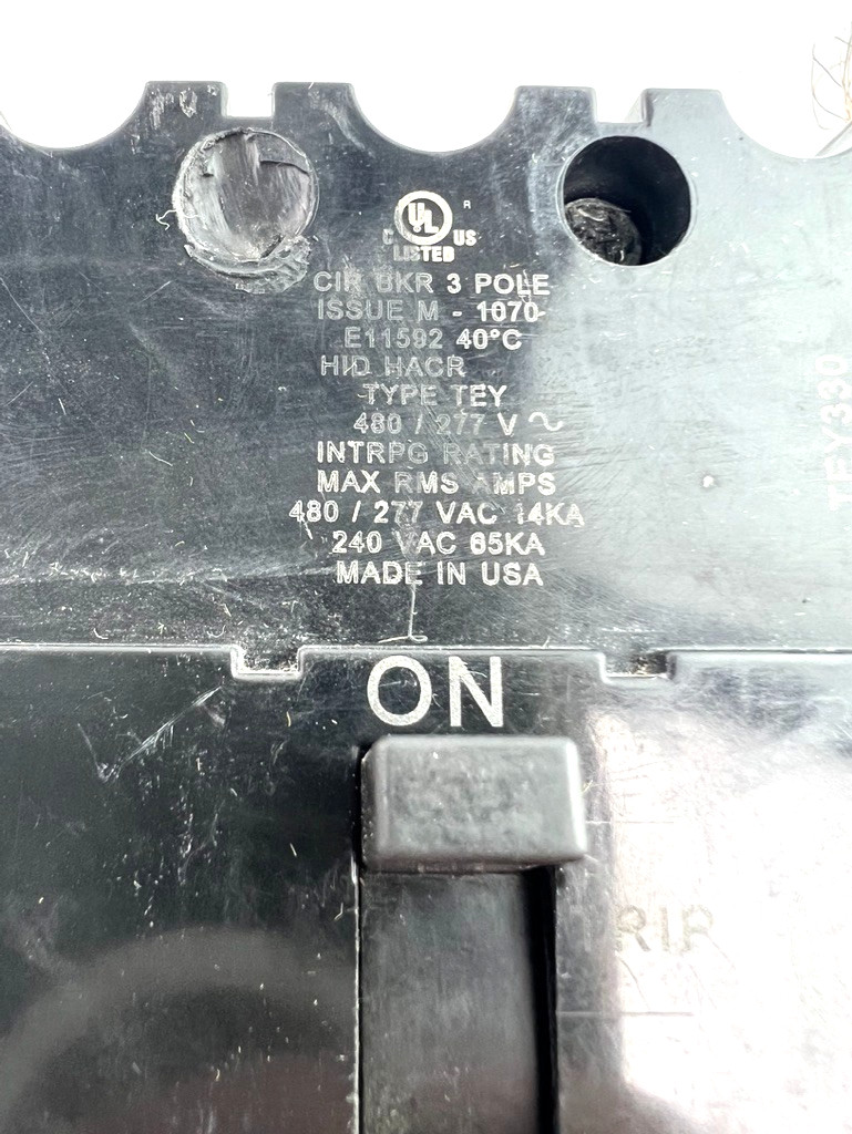 GE TEY330ST12 30 Amp 3 Pole Shunt Trip Circuit Breaker 480/277V Bolt On — QTY 1