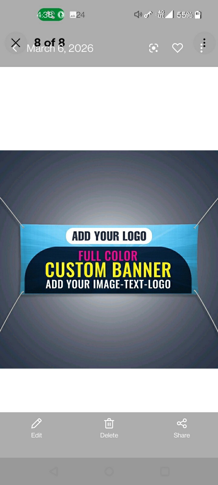 144″ x 36″ Design Ready Files Only* Vinyl Banner-Premium 13oz Matte -Grommets