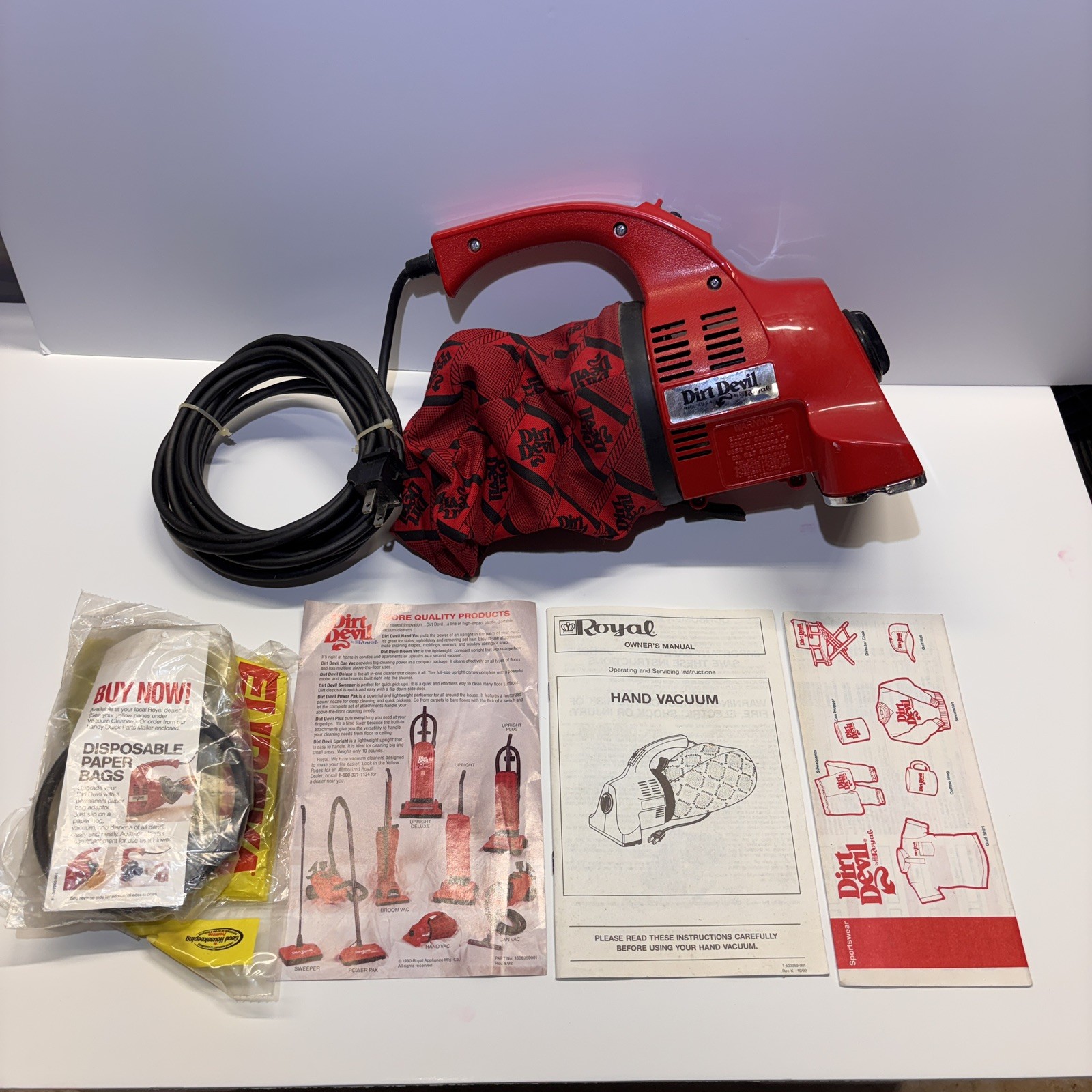 Dirt Devil Model DD120 Corded Electric Hand Vac 2 Amp Bagged Red Vacuum Cleaner
