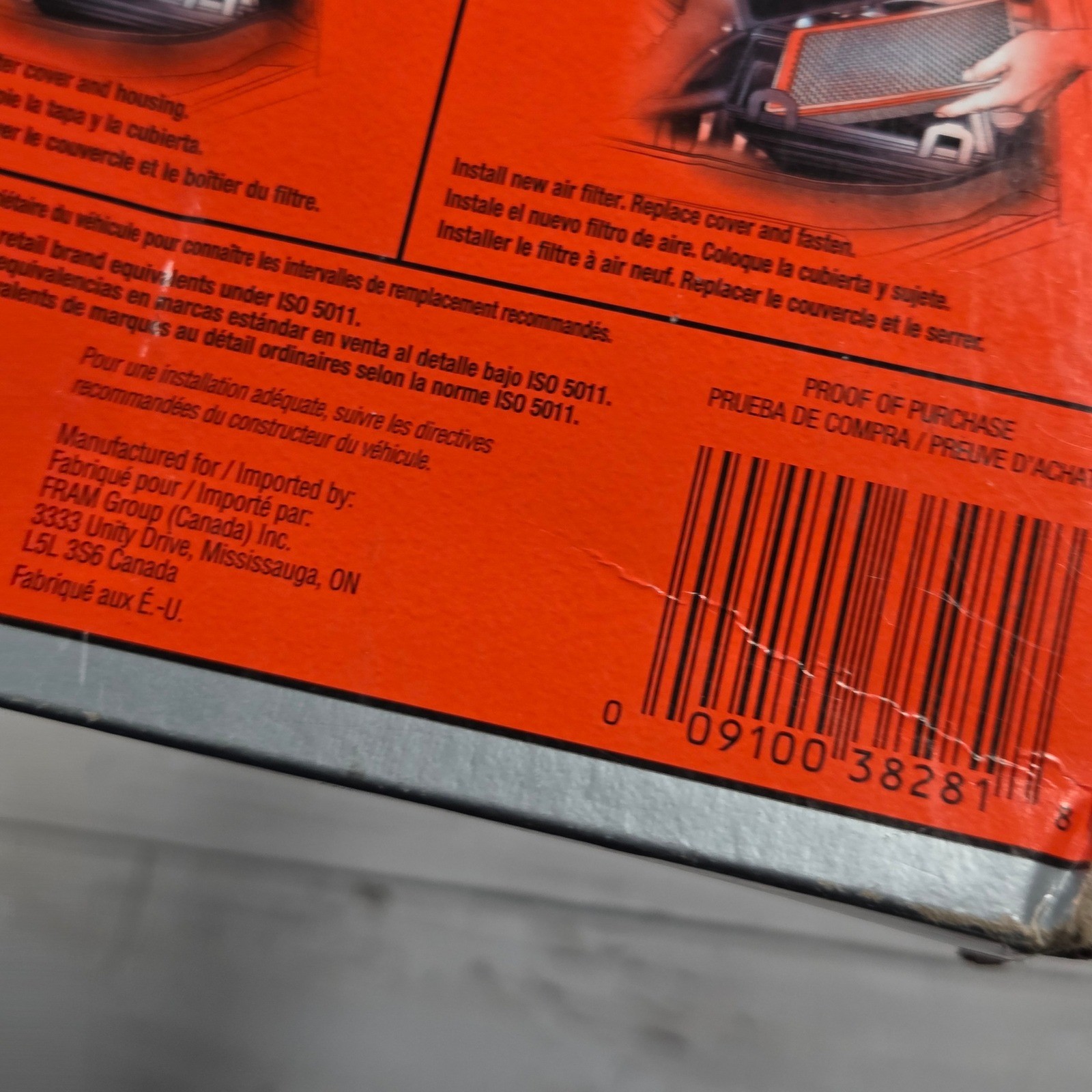 FRAM Extra Guard CA7421 Engine Air Filter White Orange