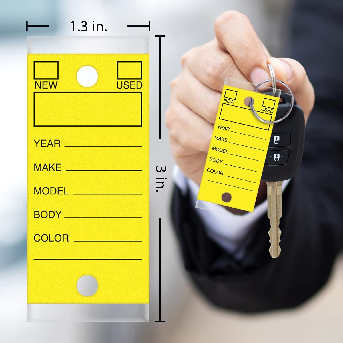 250 Per Box Self-Protecting Paper Key Tags with Chrome-Plated Split Rings Per…