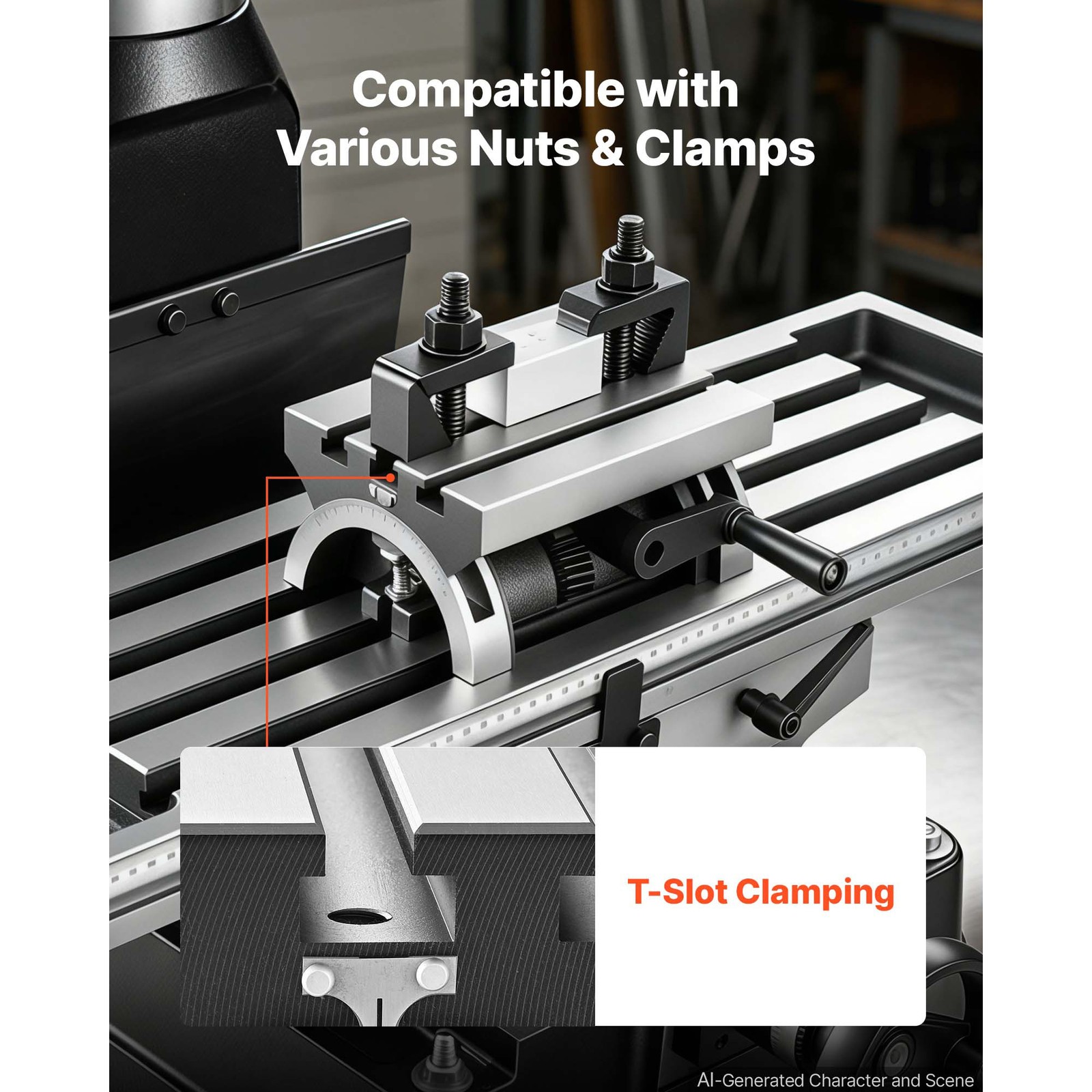 Uimoso Rotary Table 7×5 in Tilting Milling Table Cast Iron Adjustable 0-45°