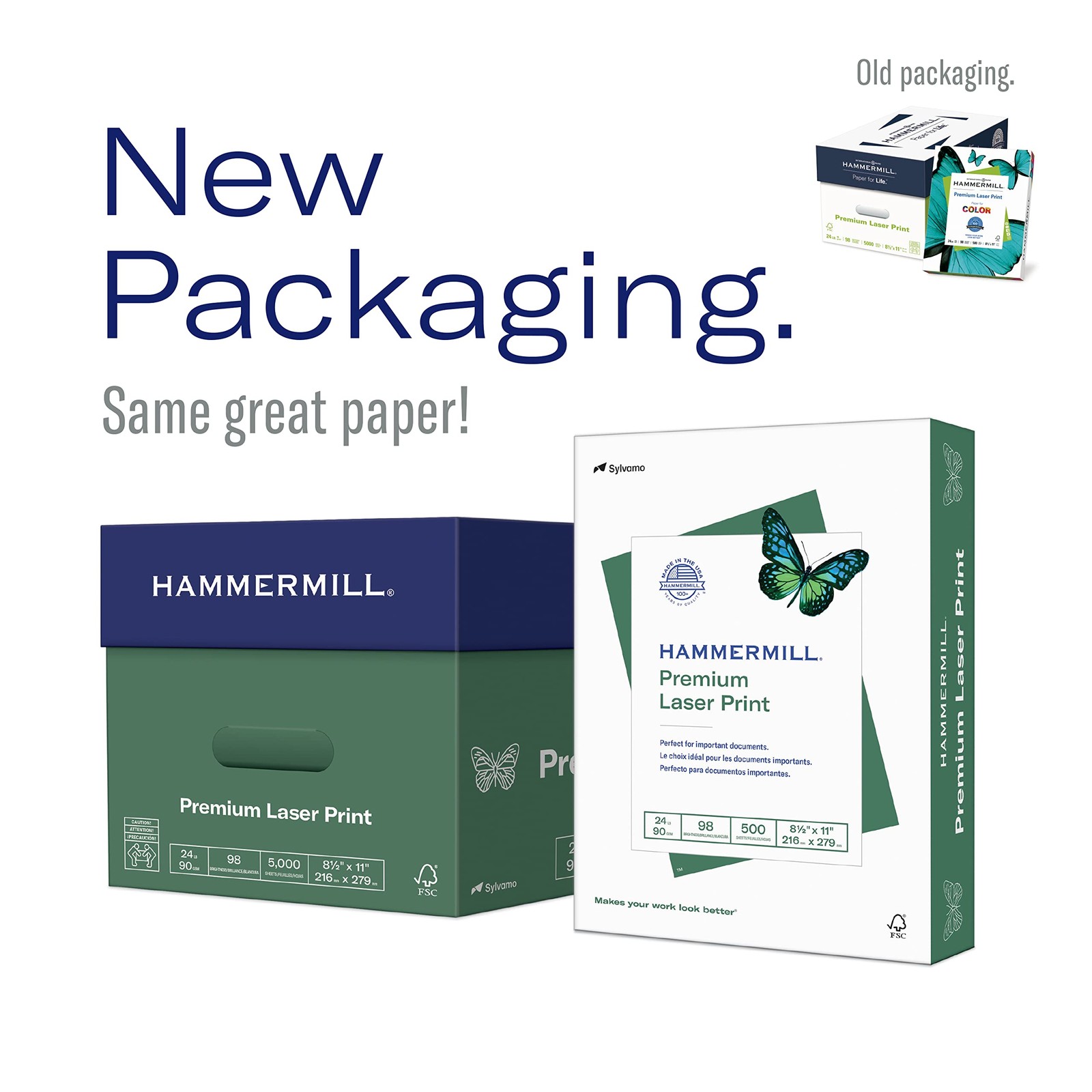 Hammermill Premium Laser Print Paper, 24 lb Copy 1 Ream | 500 Sheets, White