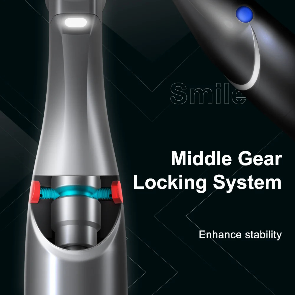 Dental Optic LED 1:1 Direct Drive Contra Angle Handpiece Blue Ring Quattro Spray