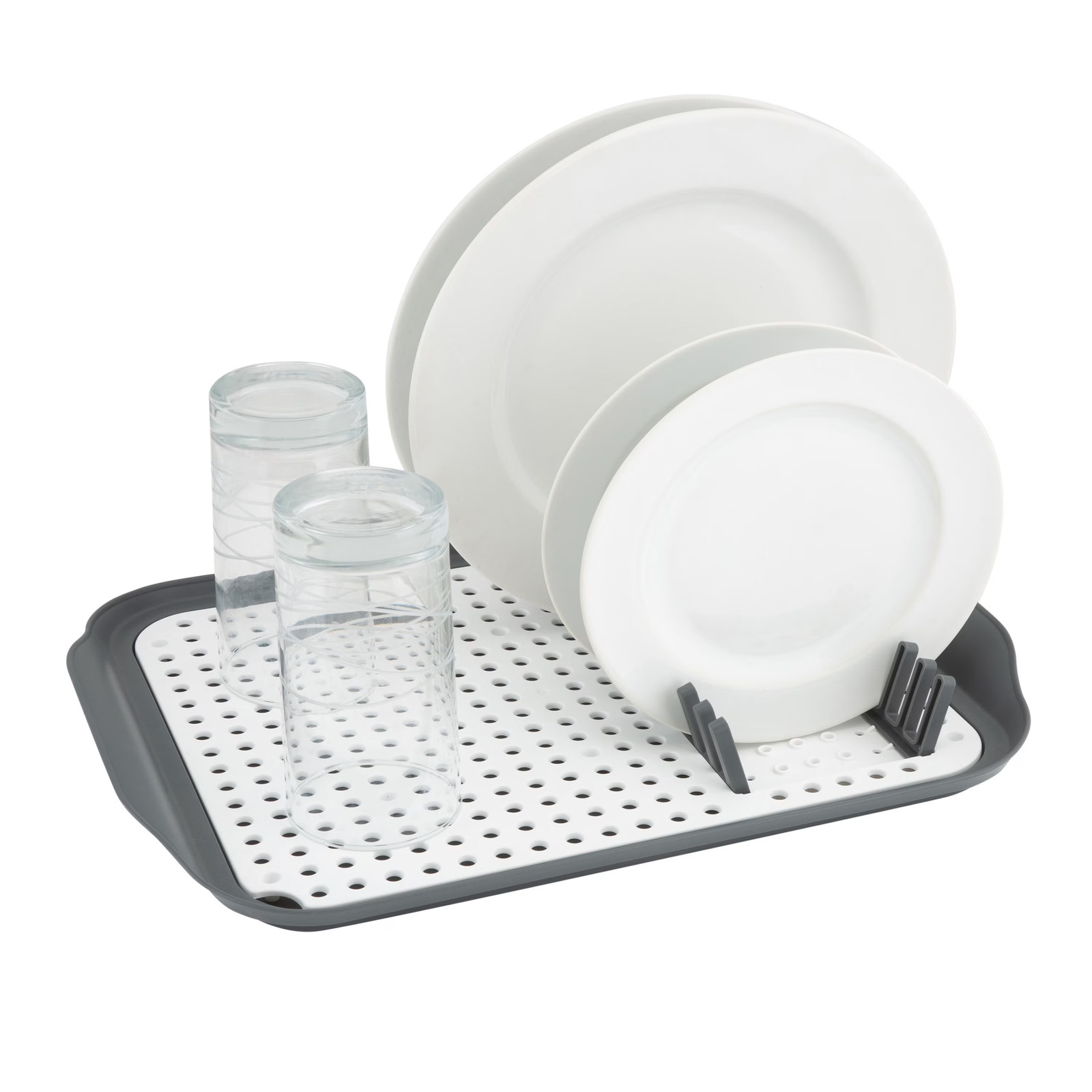 Gray Kitchen Details 2 Tone Dish Rack 16″ L Self Draining