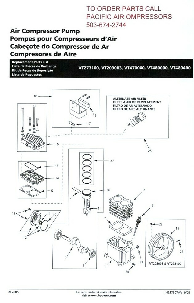 CAMPBELL HAUSFELD SPEEDAIRE VT470900AJ GASKET KIT 4B252, VT470000, VT480000