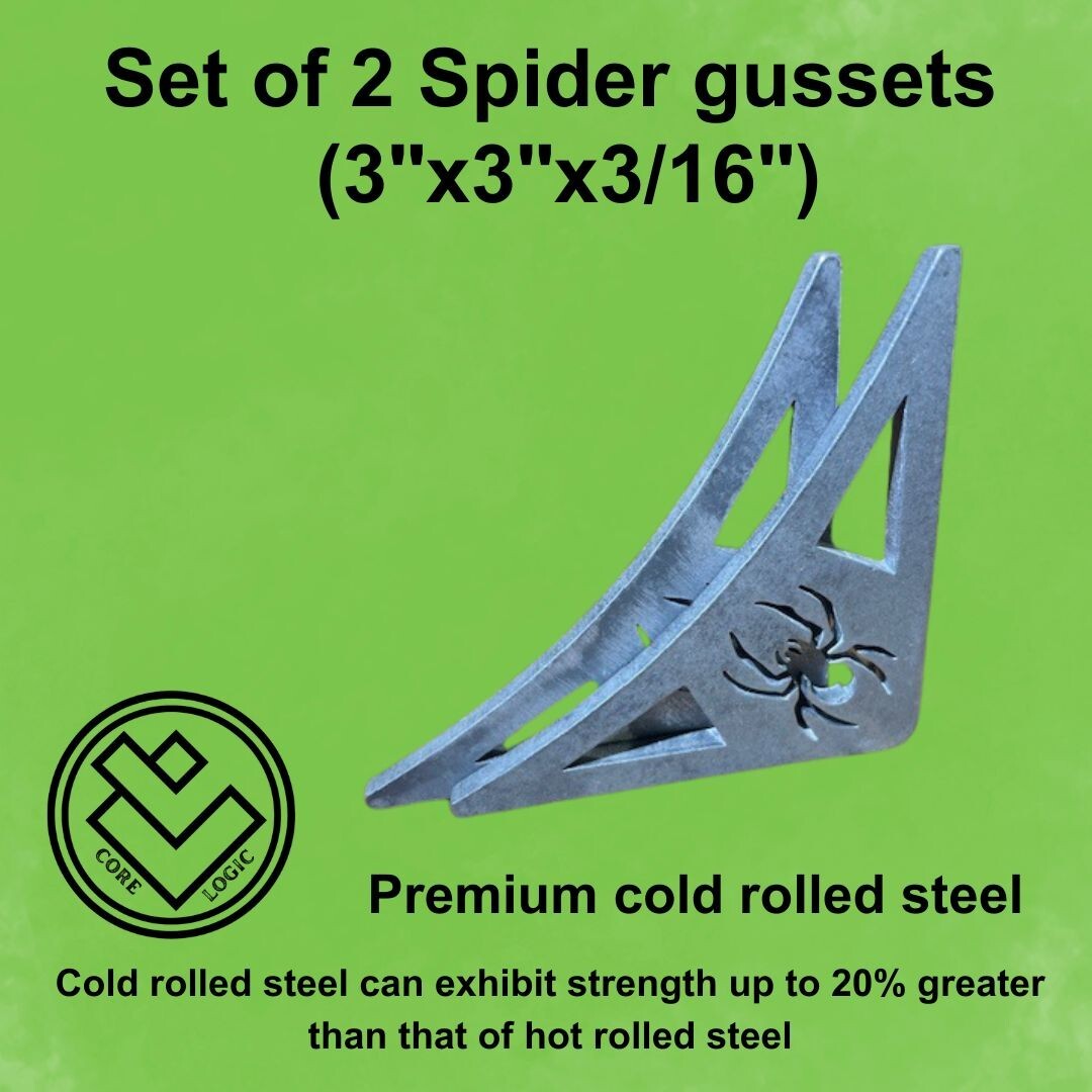 Spider Gusset 3”x3″x 3/16” -Set of (2) Metal Gusset, Steel Roll cage, Weldable