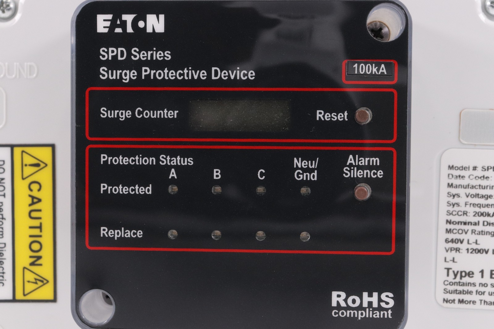 EATON SPD100480Y3C 100KA SPD/SURGE PROTECTIVE DEVICE, 480/277V 3-PHASE