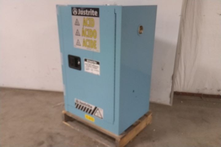 Justrite 891222 12 Gal Storage Capacity Blue Steel Corrosives Safety Cabinet