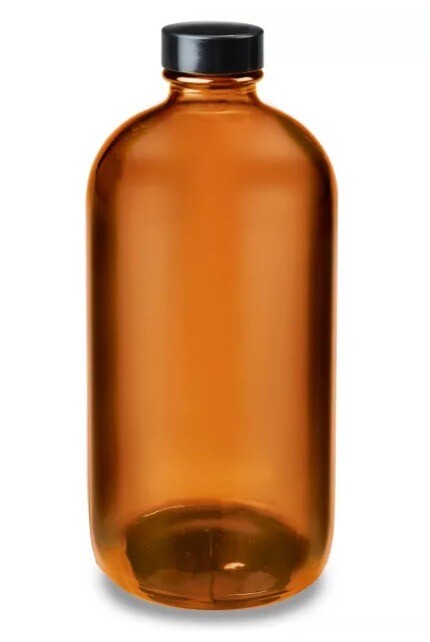 Pack Of 2 – 16oz Amber Glass Bottle w/ Phenolic Cap – FDA Compliant