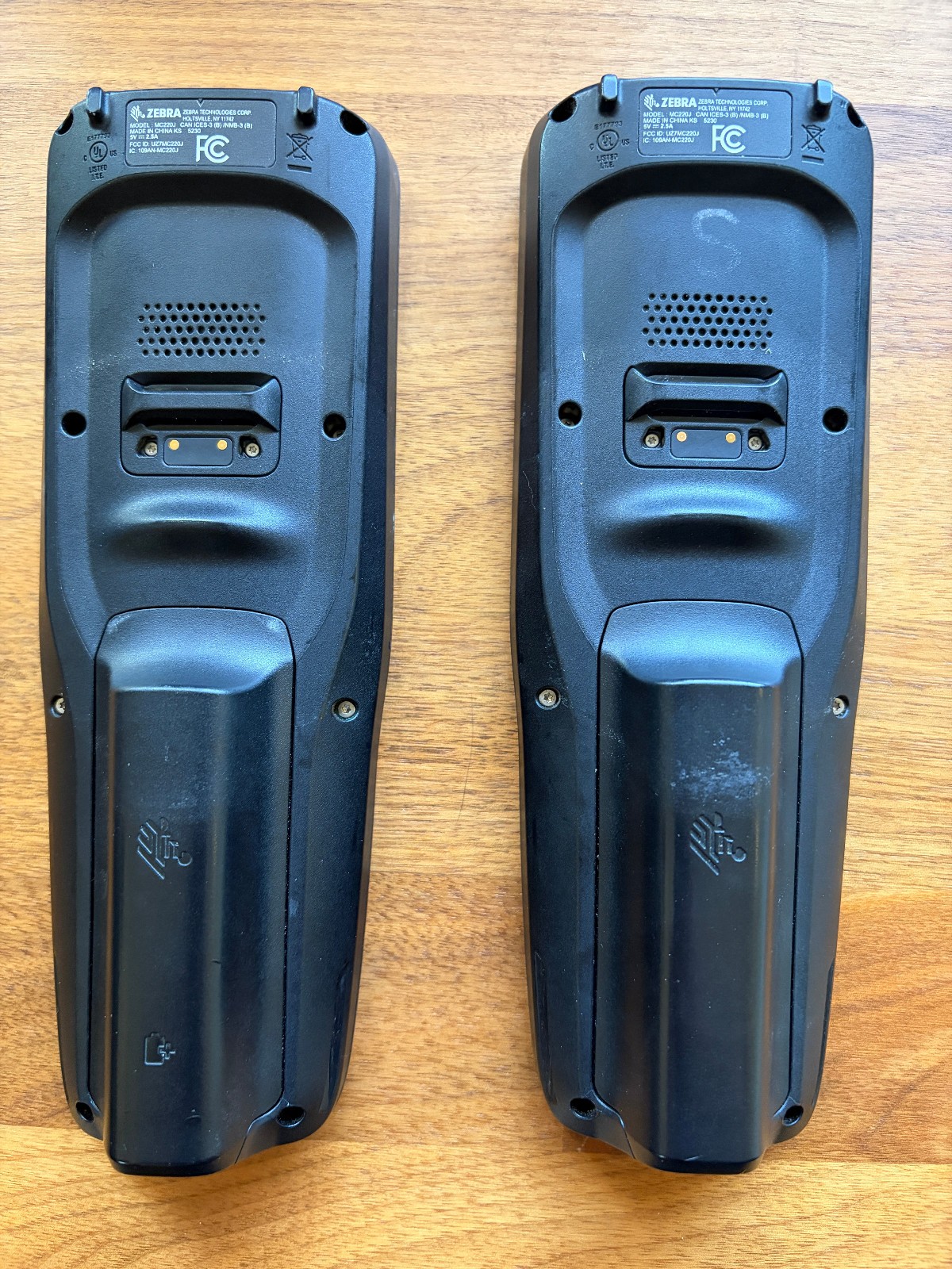 Zebra MC2200 Mobile Barcode Scanner Lot of 2 w/ Cradles, Batteries, Handles