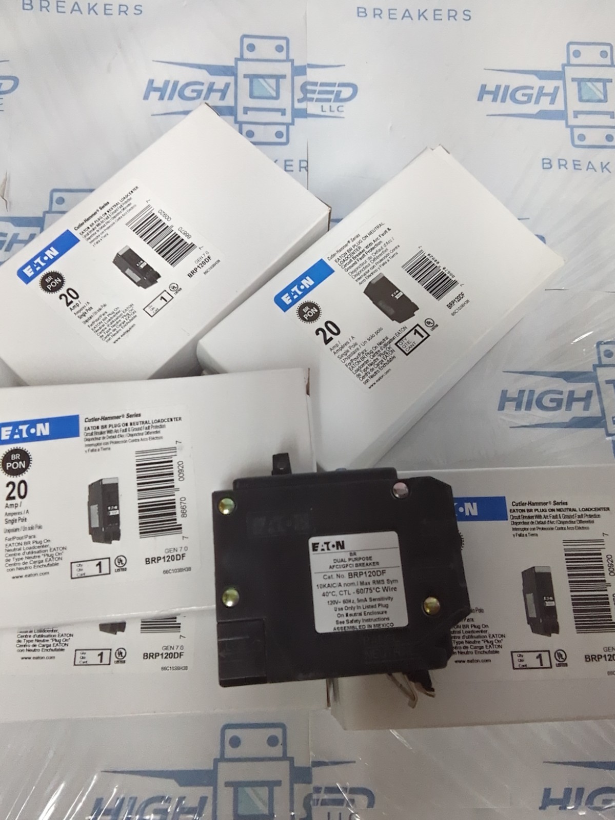 10 Eaton BRP120DF 120 20A 1-Pole Circuit Breaker