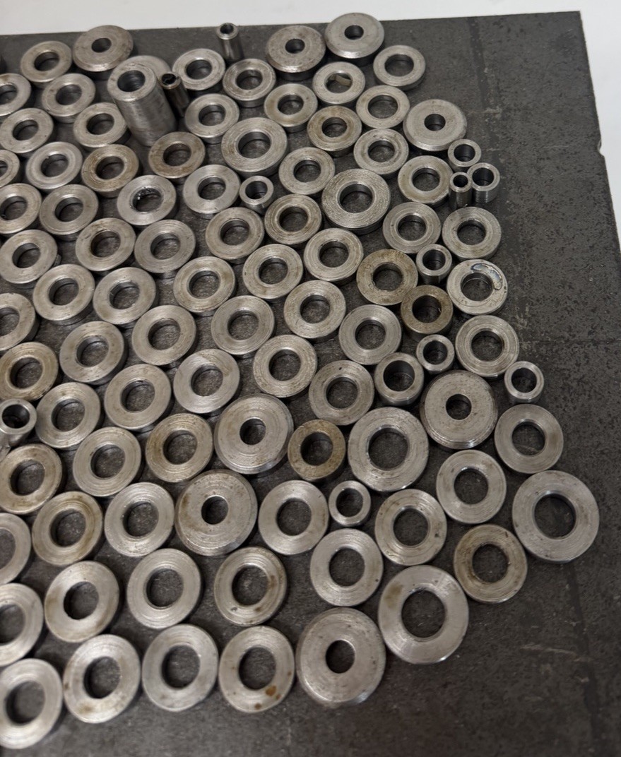 Mixed Steel Round Washers & Spacers – 5.50 LBS (195 PCS) – CNC Lathe Metal
