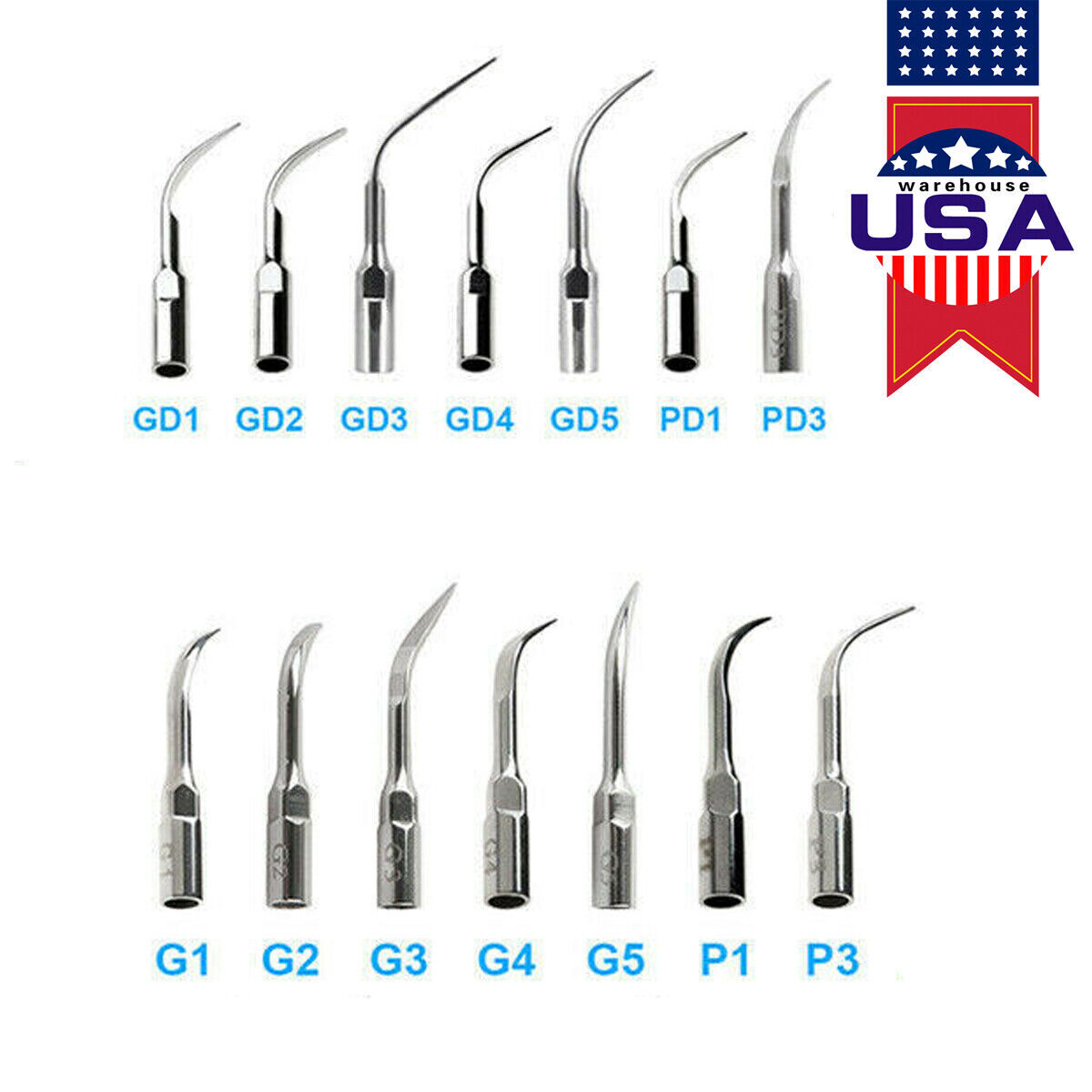 1-10*Tips Dental Ultrasonic Piezo Scaler fit EMS Woodpecker/DTE SATELEC Handpiec