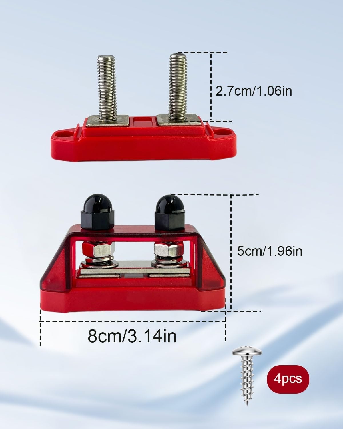 2-Pack 5/16″ M8 Dual Stud Bus Bar 12-48V Distribution Block | Heavy Duty Batt…
