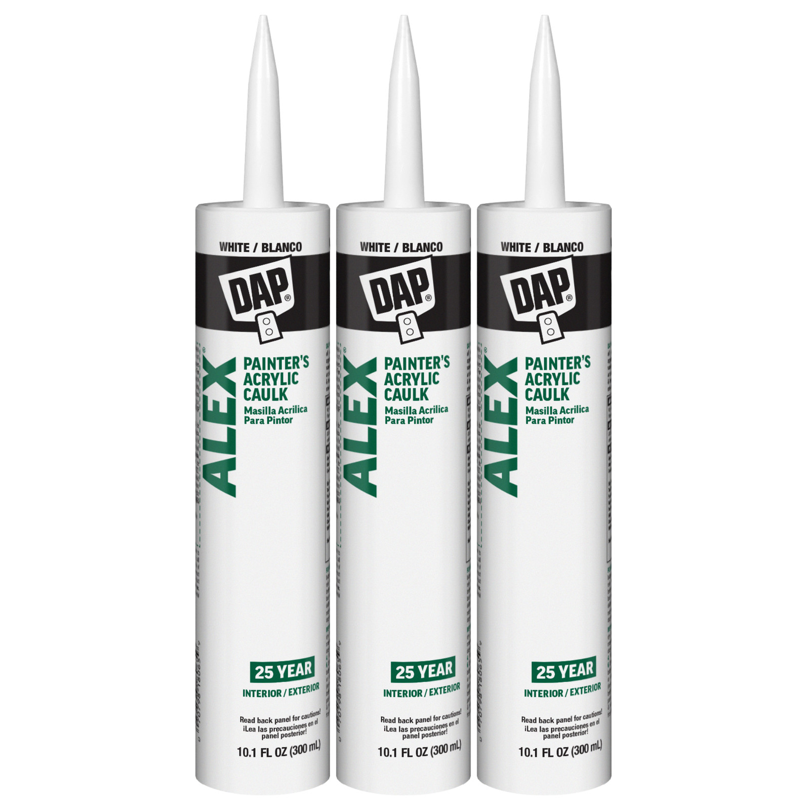 DAP ALEX Painter’s Acrylic Latex Caulk: 10.1 fl oz. cartridge (White) [3-pack]