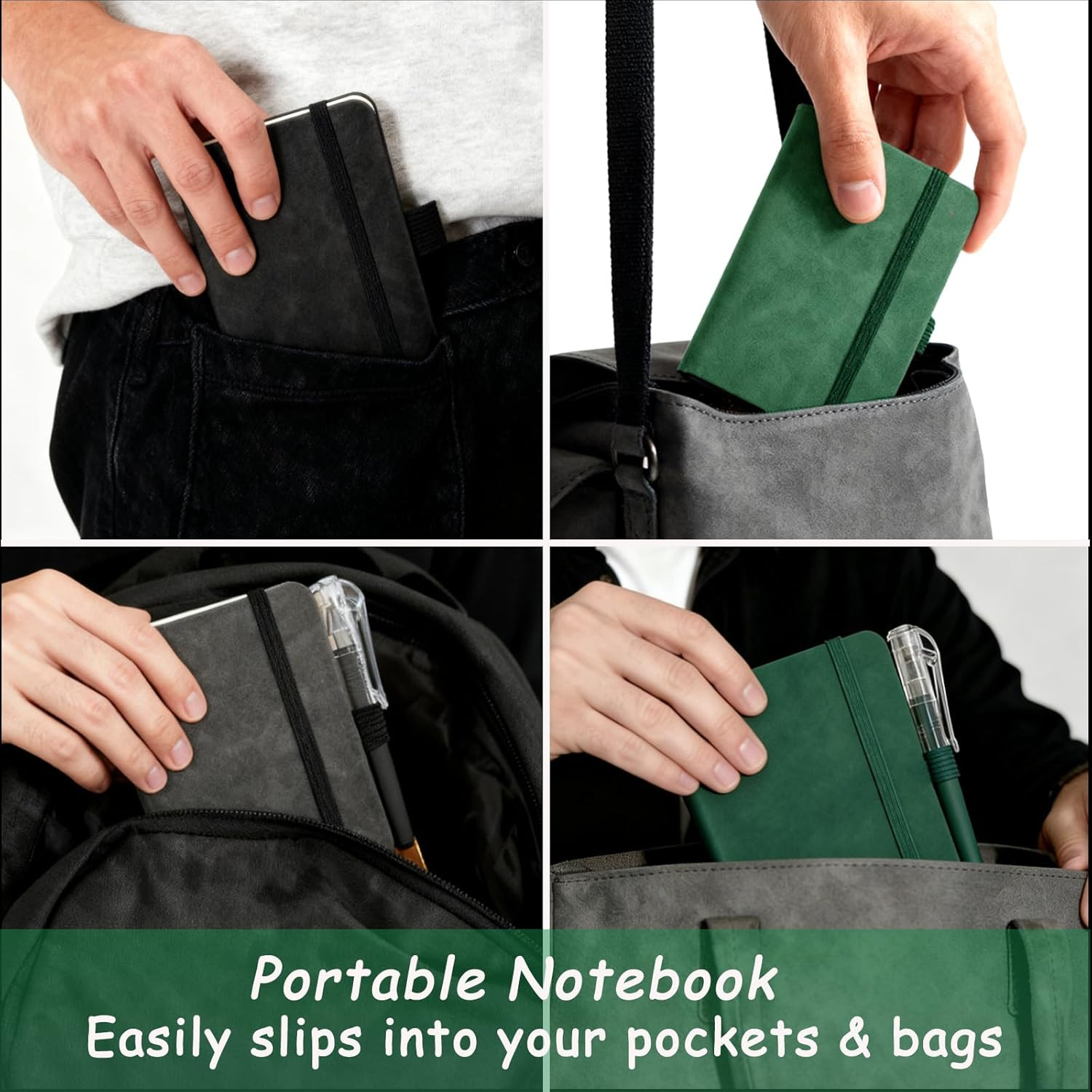 2 Pack Pocket Notebook Journals, 4.3 Inches X 3.1 Inches 200 Pages Small Notepad