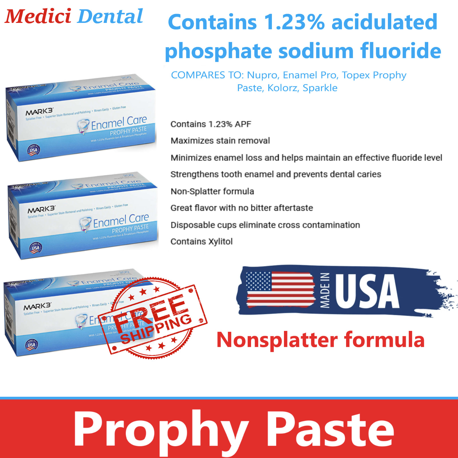 Dental Prophy Paste 400 cups Prophylaxis Non splatter, Imroved Blend Formula