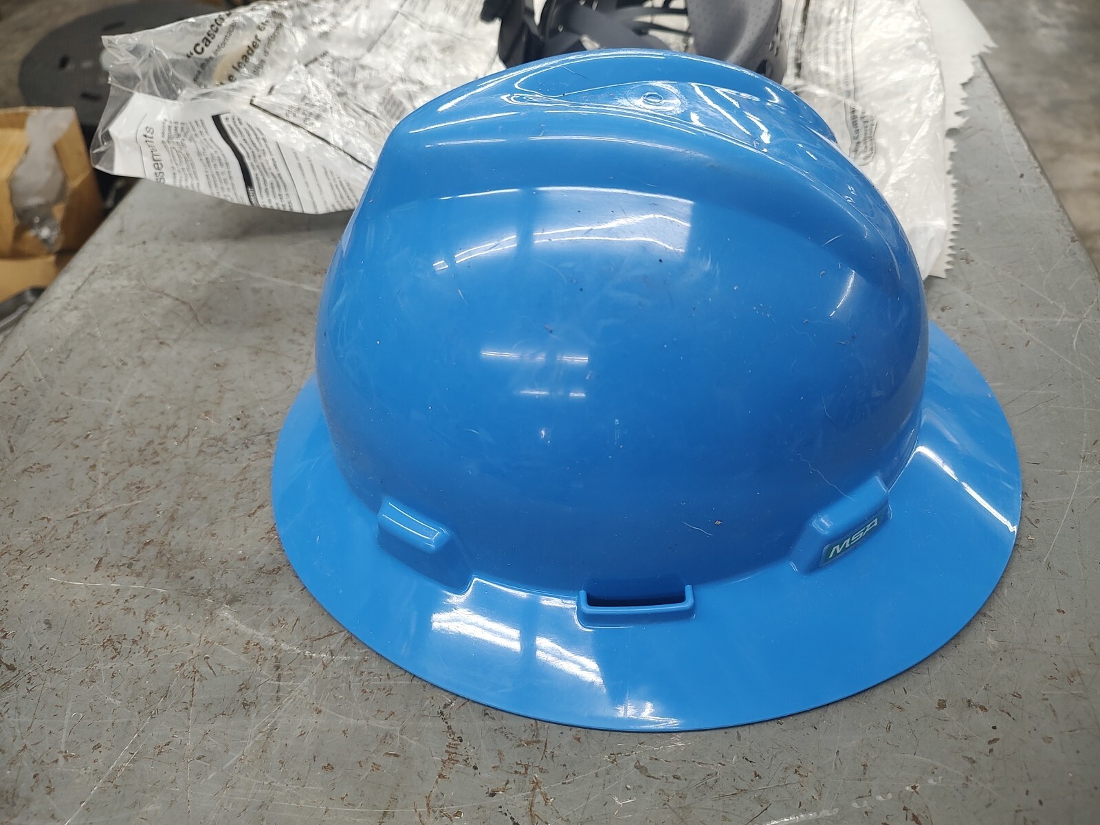 MSA Safety 475368 Full Brim Hard Hat, Type 1, Class E, Ratchet (4-Point), Blue