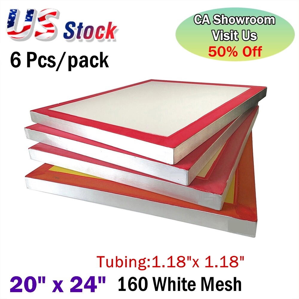6pcs 20″ x 24″ Aluminum Frame with 160 White Mesh Silk Screen Printing Screens