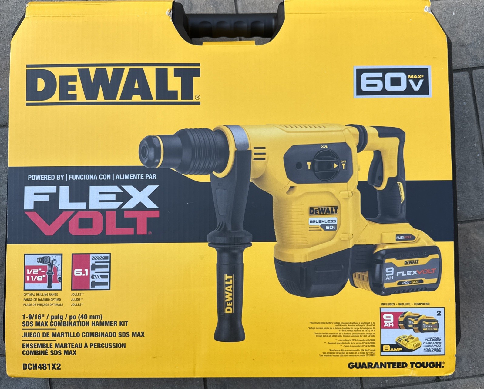 DeWalt DCH481X2 Rotary Hammer Kit Case/ 2 9ah Batteries