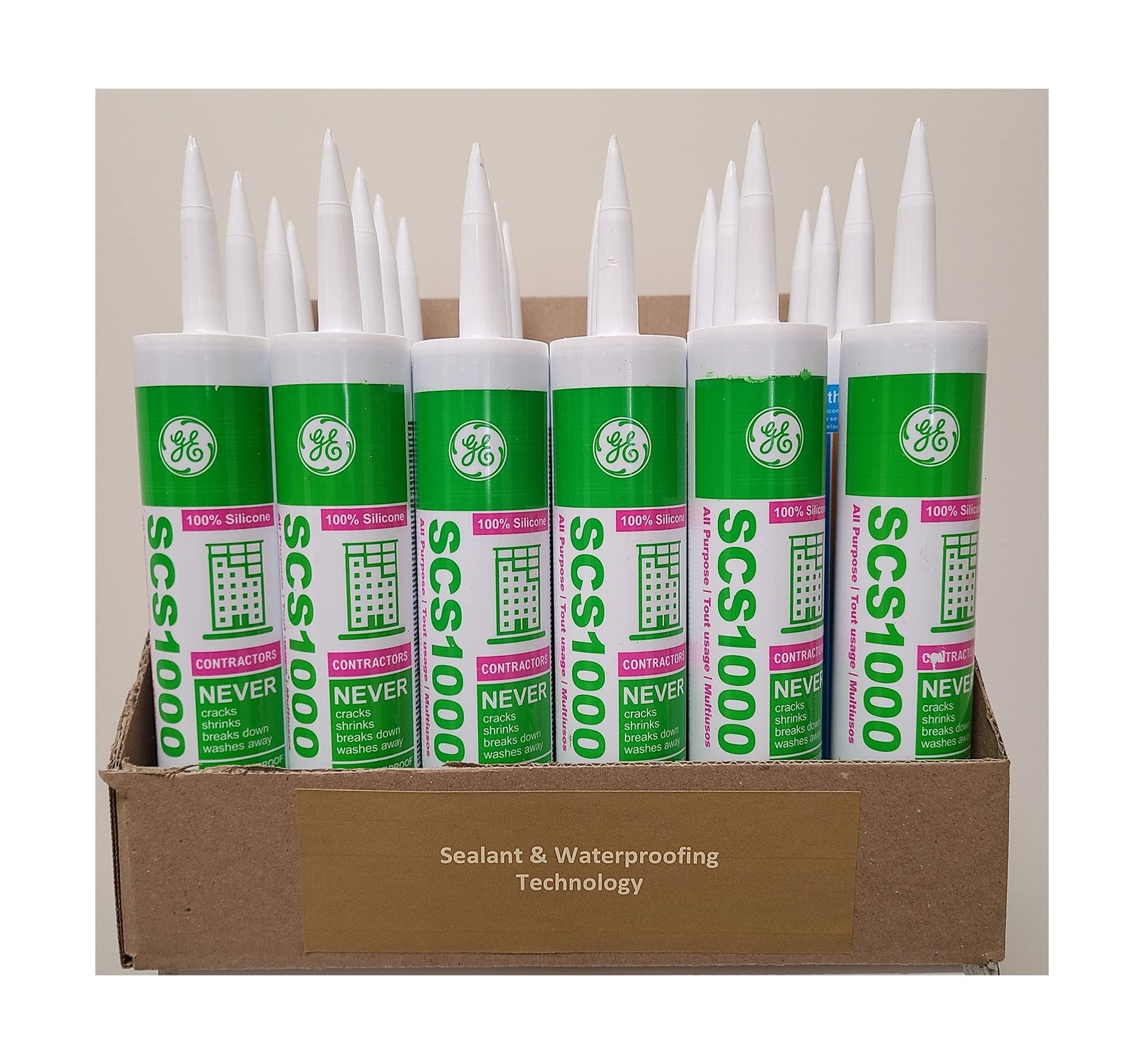 GE SCS1000 Contractors Silicone Sealant, 10.1 Fl Oz Cartridge, Translucent, C…